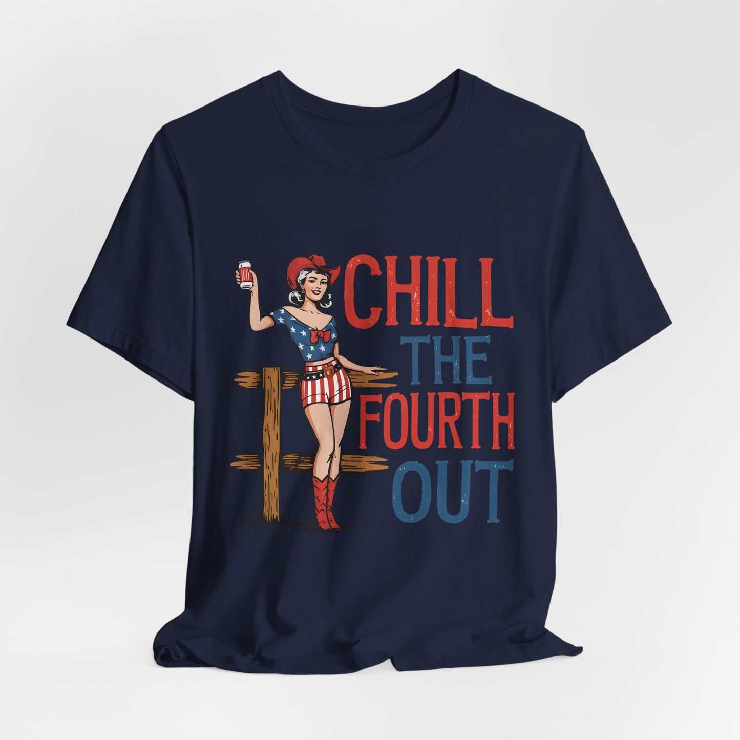 Fourth of July Tee - "Chill the Fourth Out" Vintage Pinup Patriotic Shirt