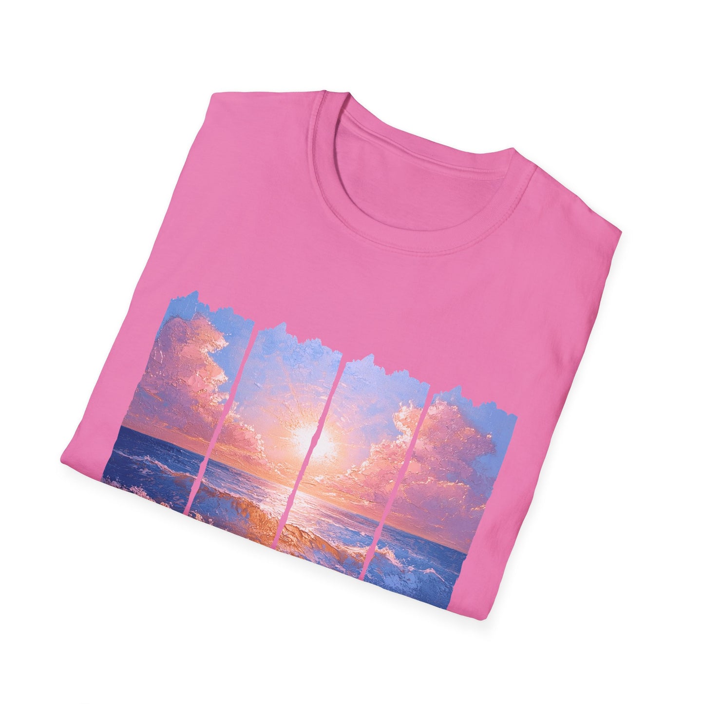 Sunset Ocean Panel T-Shirt — "Pray Without Ceasing" Inspirational Beach Tee