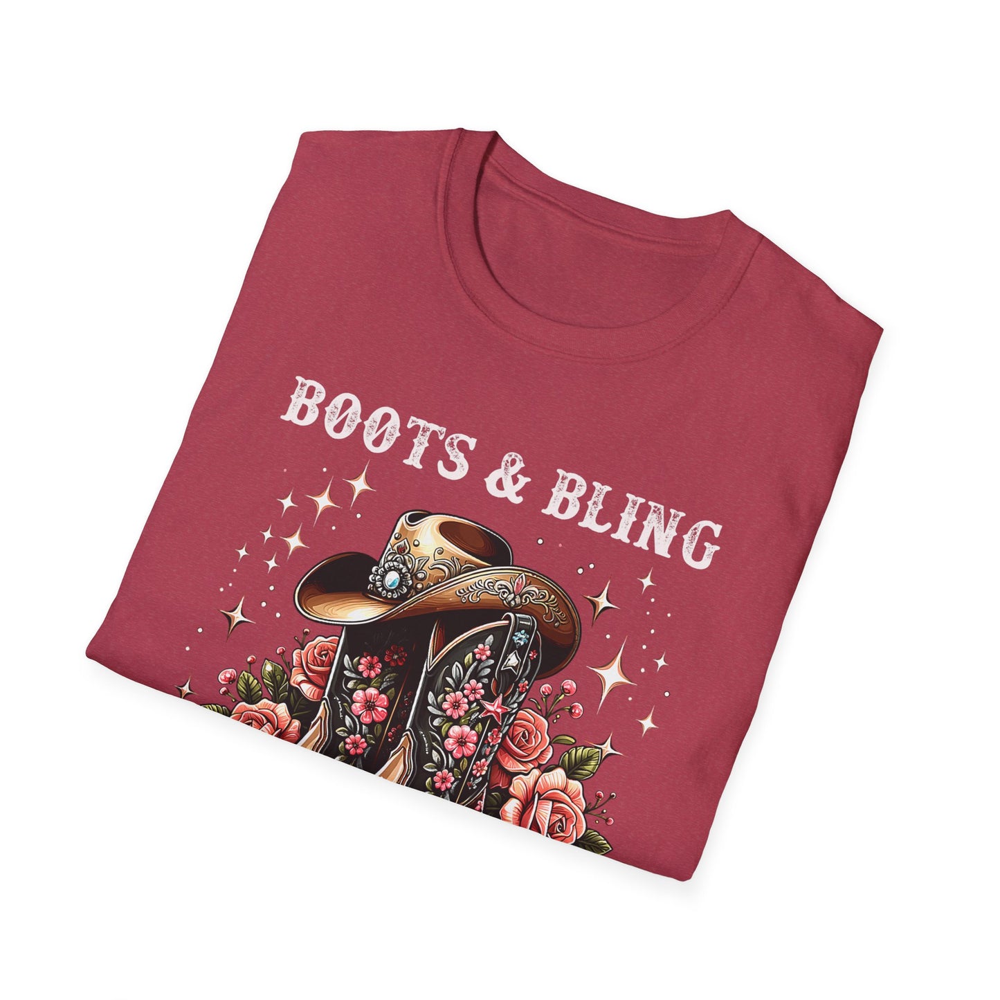 Cowgirl T-Shirt — "Boots & Bling" Floral Western Tee