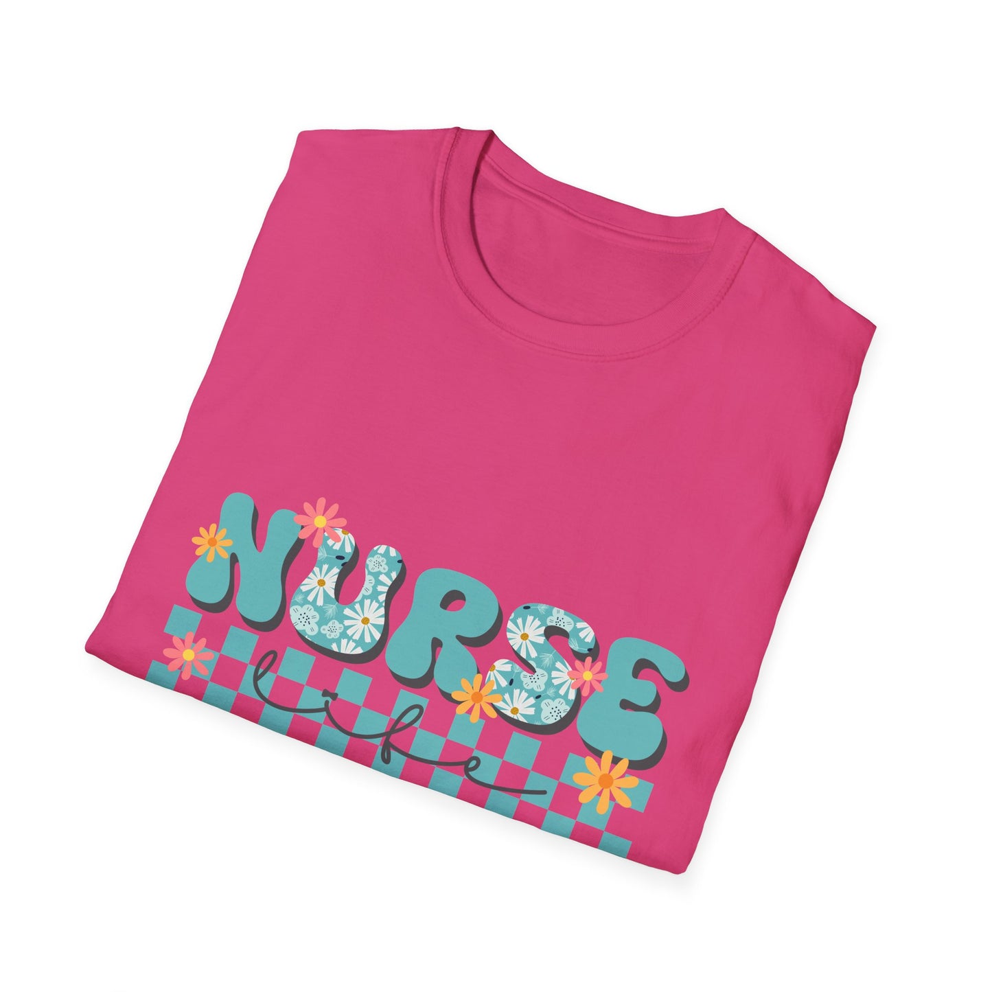 Nurse Floral Checkerboard T-Shirt
