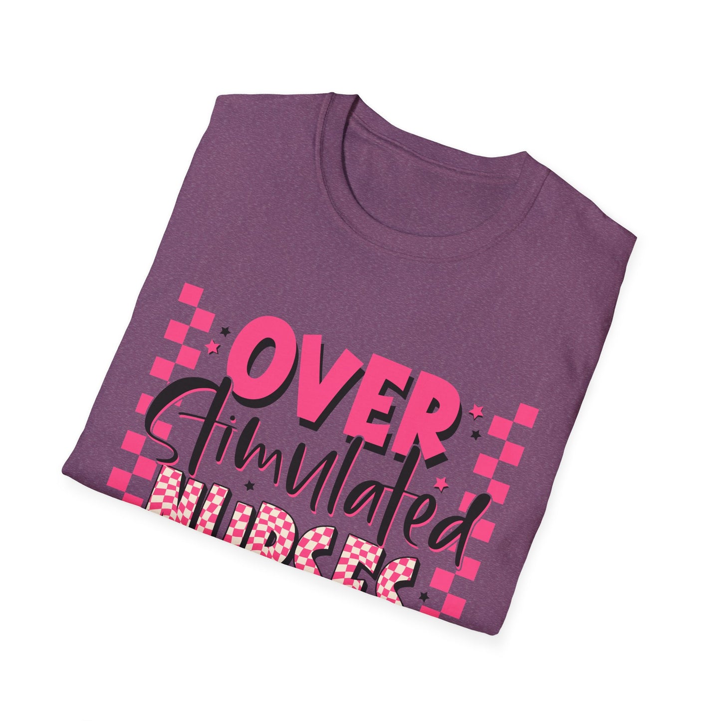 Overstimulated Nurses Club T-Shirt — Funny Pink Nurse Graphic Tee for Healthcare Workers
