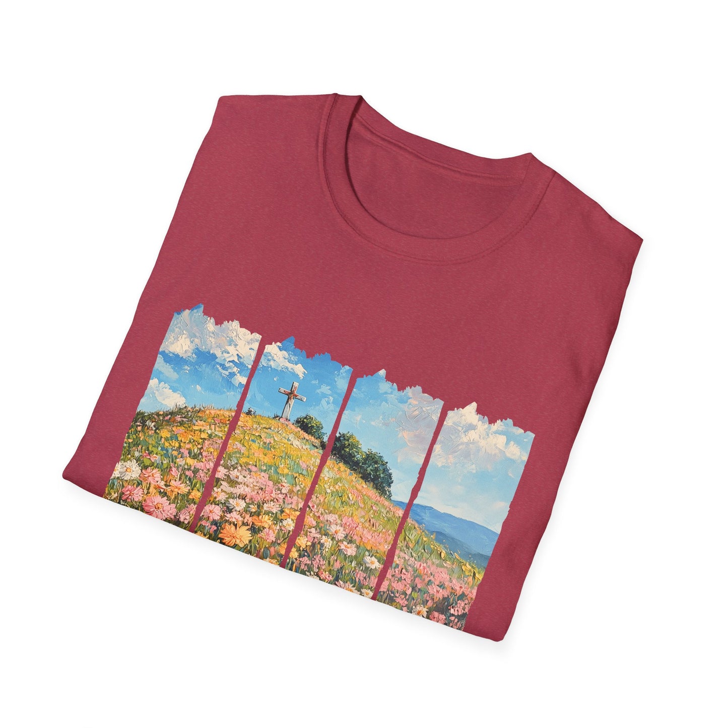 Wildflower Hills Scenic Tee — 'Live in It' Landscape Graphic T-Shirt
