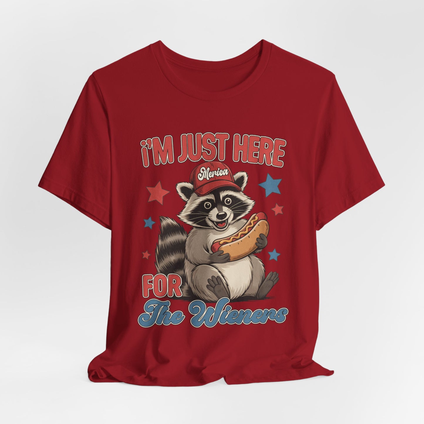 Patriotic Raccoon Hot Dog Tee — “I'm Just Here For The Winans” Graphic T-Shirt