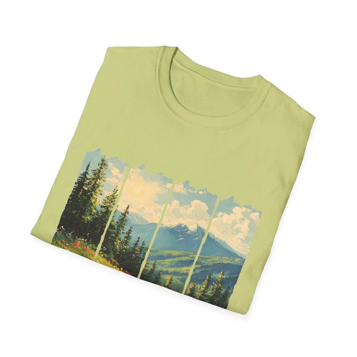 Mountain Meadow T-Shirt — Scenic Landscape Panel Tee