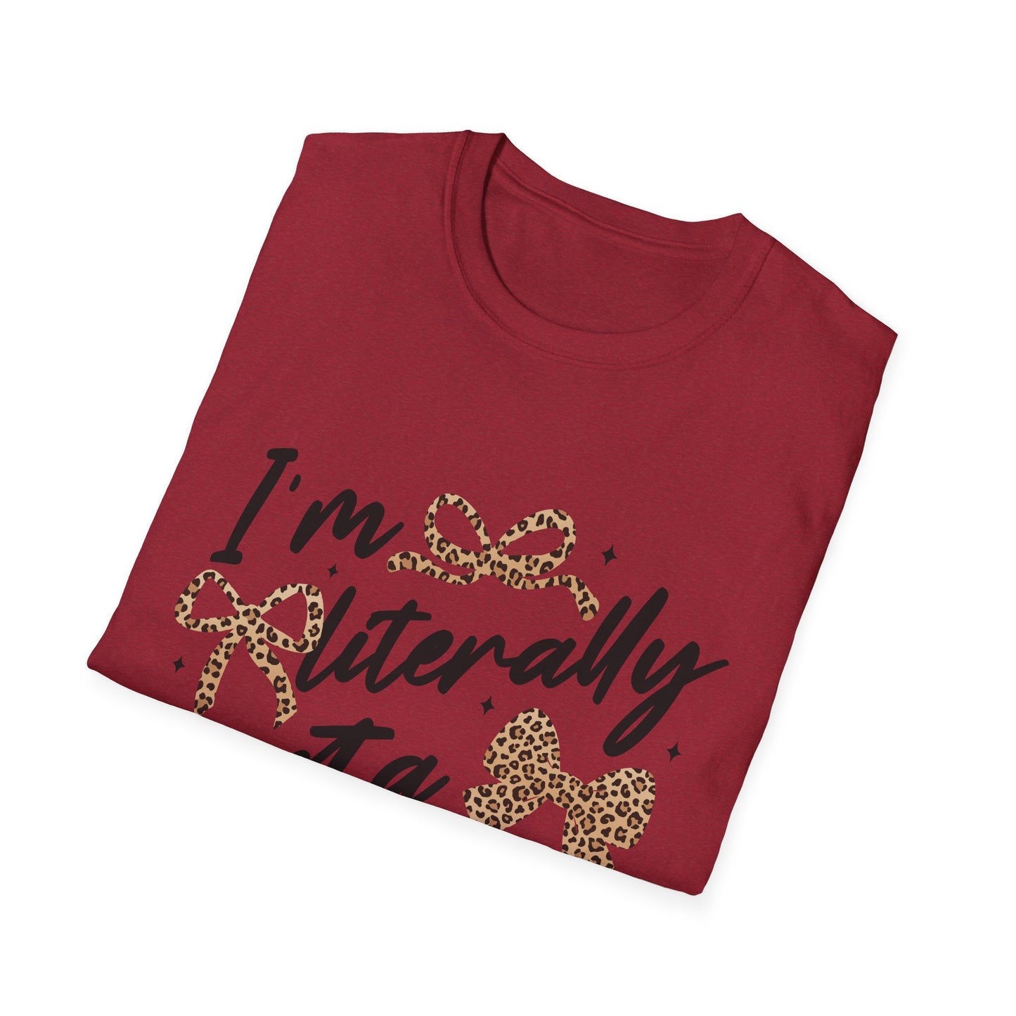 Teacher Graphic Tee — "I'm Literally Just a Teacher" Leopard Bow