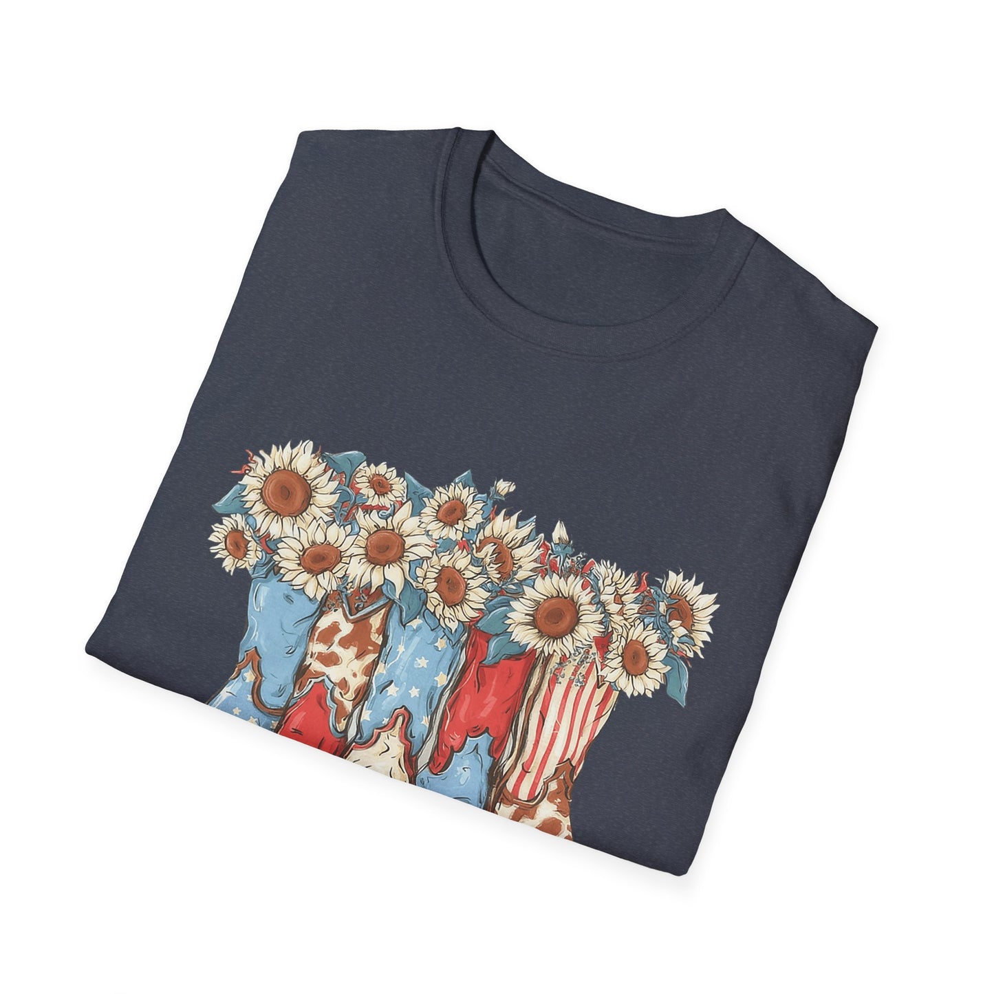 Patriotic Sunflower Cowboy Boots T-Shirt