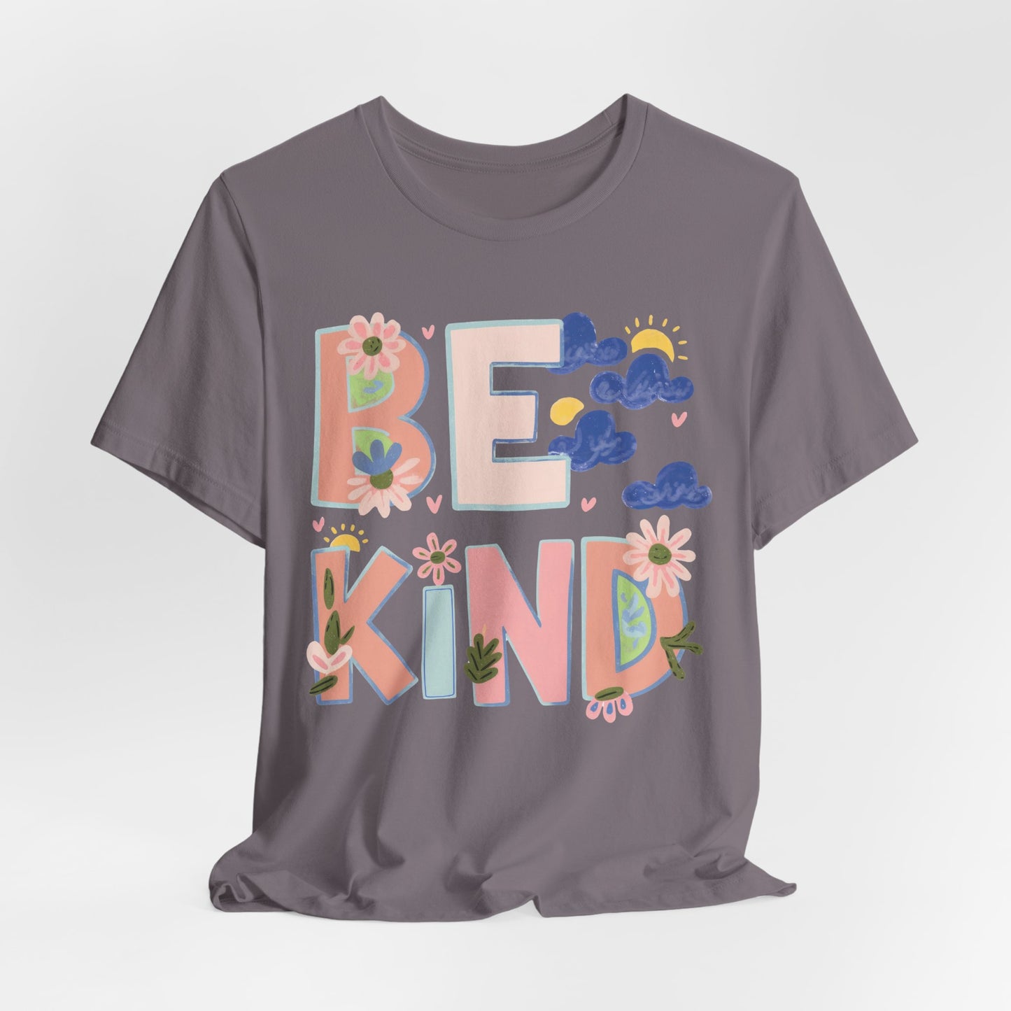 Be Kind Floral Tee — Positive Message Graphic T-Shirt