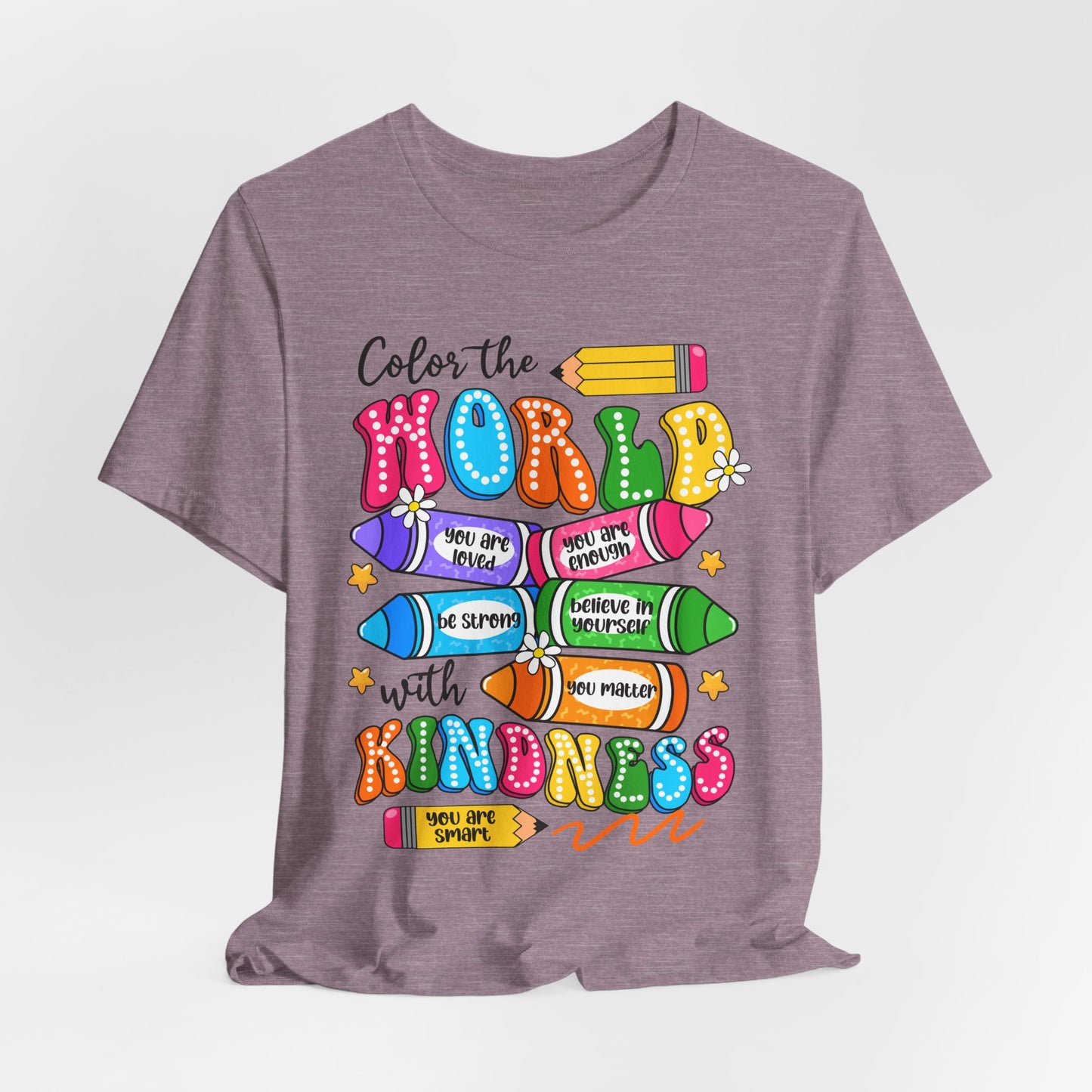 Color the World with Kindness T-Shirt — Kids & Teachers Positive Message Tee