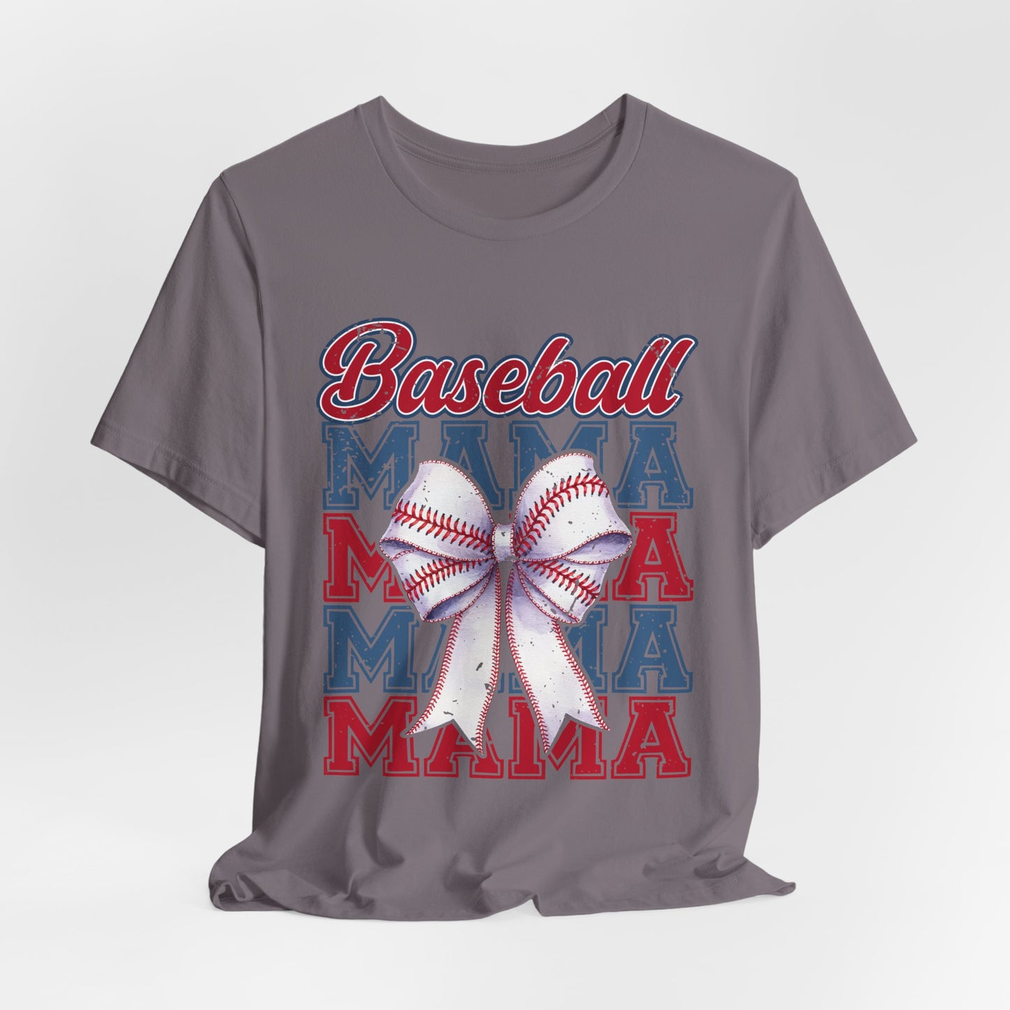 Baseball Mama Tee – Patriotic Bow Soft Cotton T‑Shirt for Baseball Moms