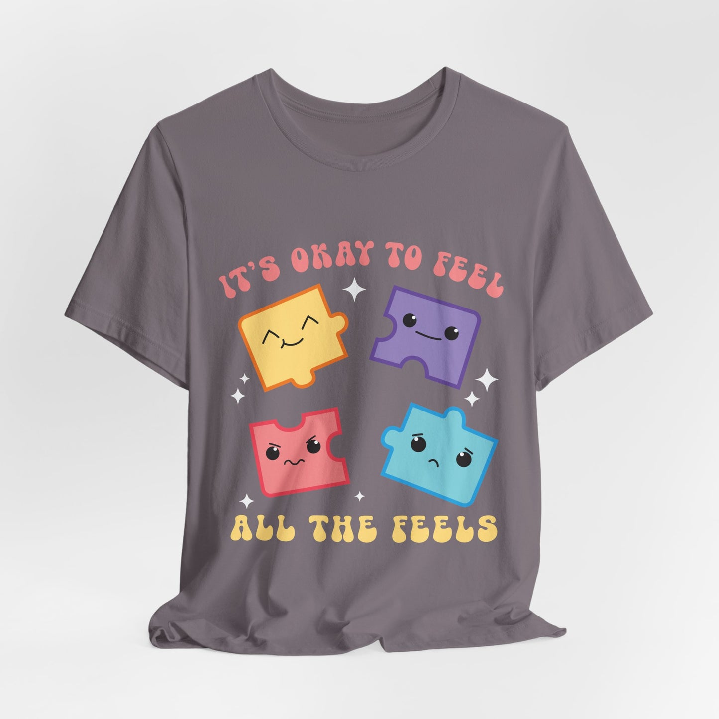 “It’s Okay to Feel” Puzzle Pieces Tee — Mental Health Awareness Comfort Shirt