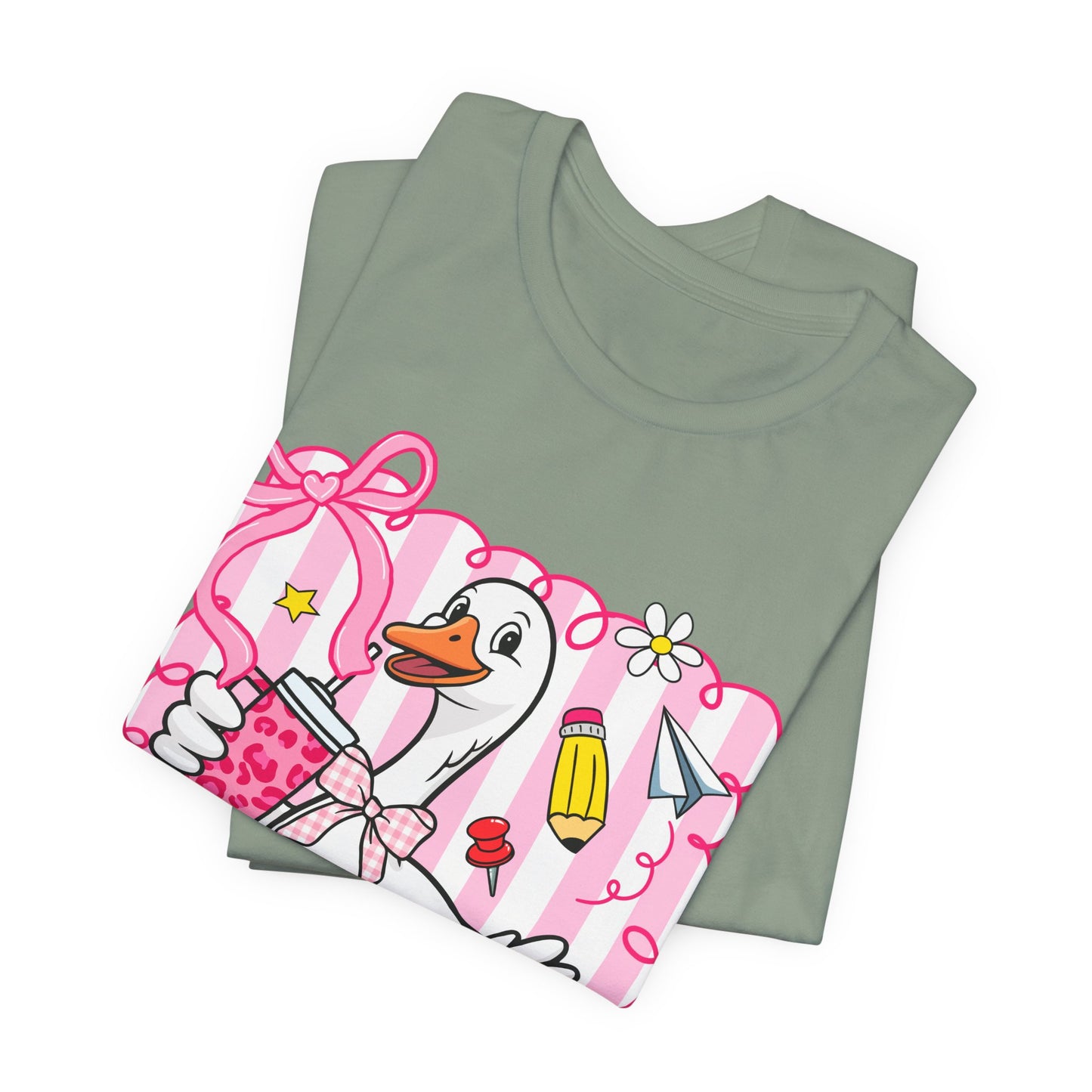 Cute Goose Graphic Tee — School Supplies Back-to-School T-Shirt