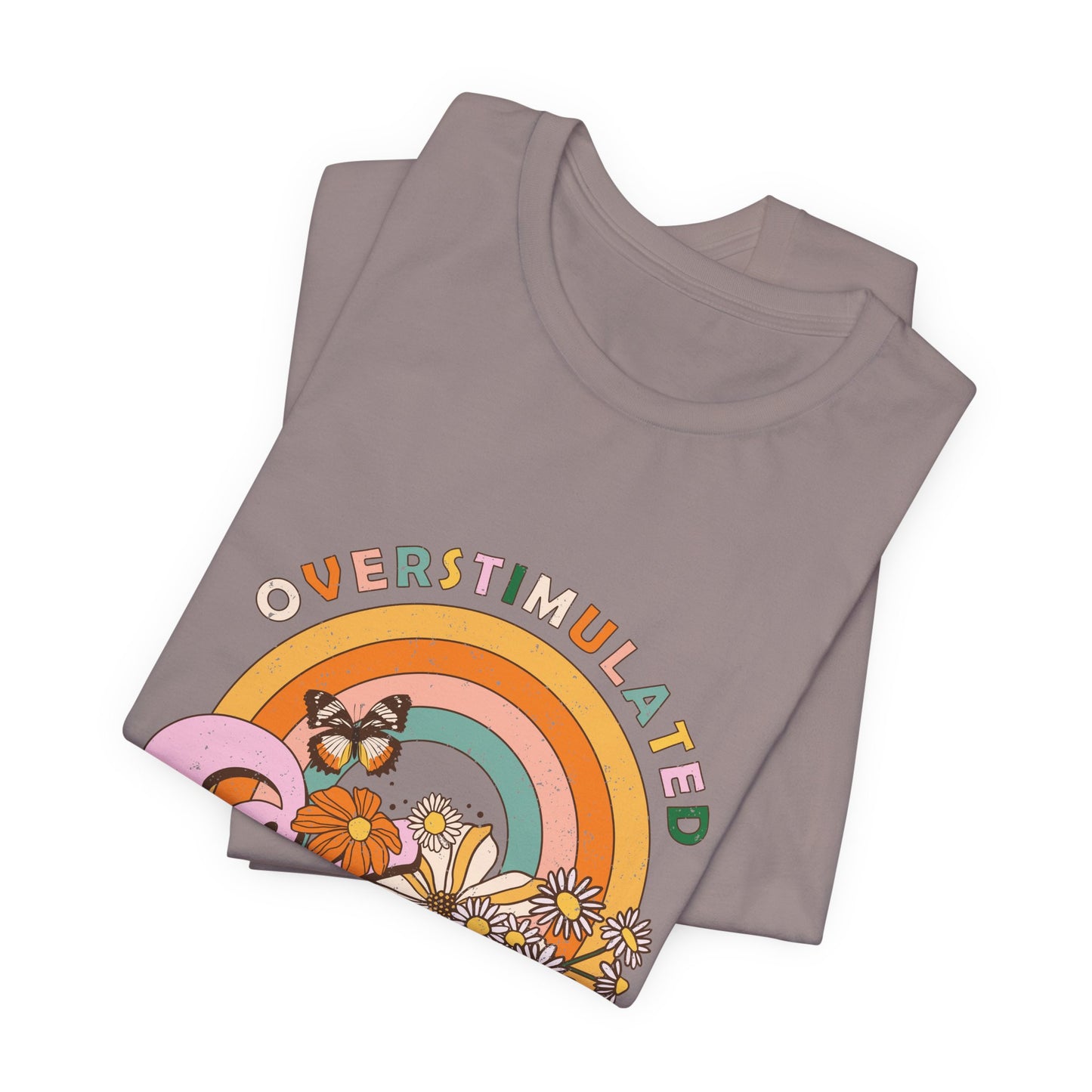 Overstimulated Moms Club Tee — Retro Rainbow Floral Mother's Day Shirt