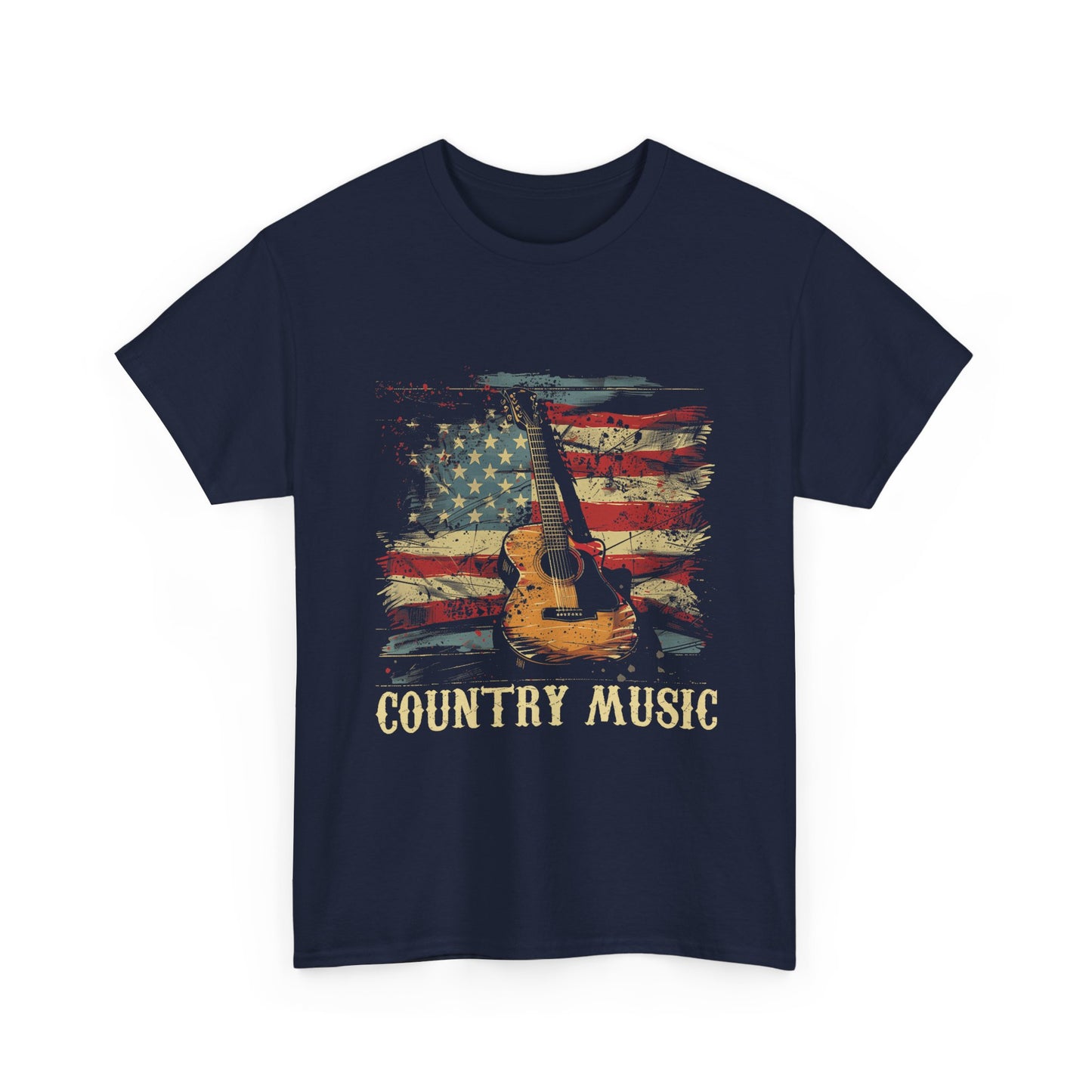 Country Music Guitar Tee — Vintage American Flag Acoustic Shirt