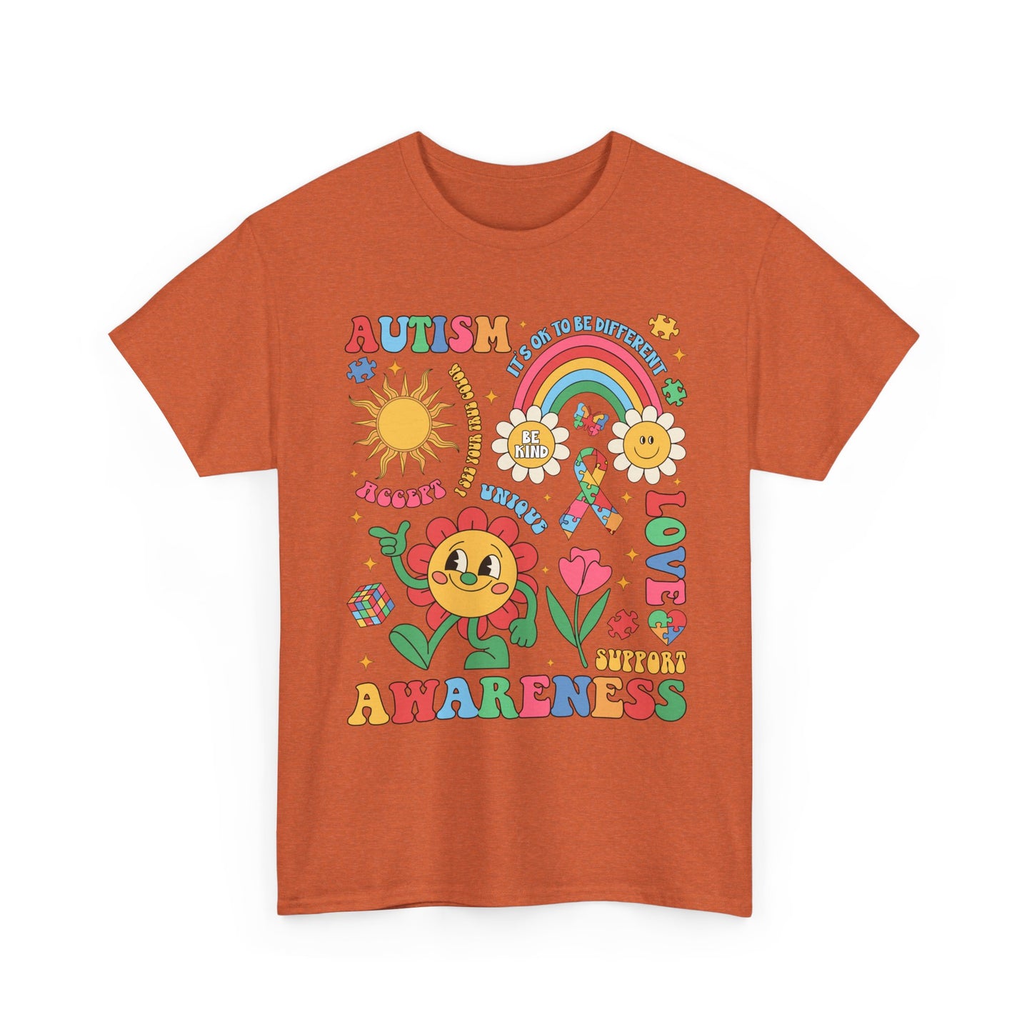 Autism Awareness Rainbow Floral Tee — Love, Support & Awareness T-Shirt