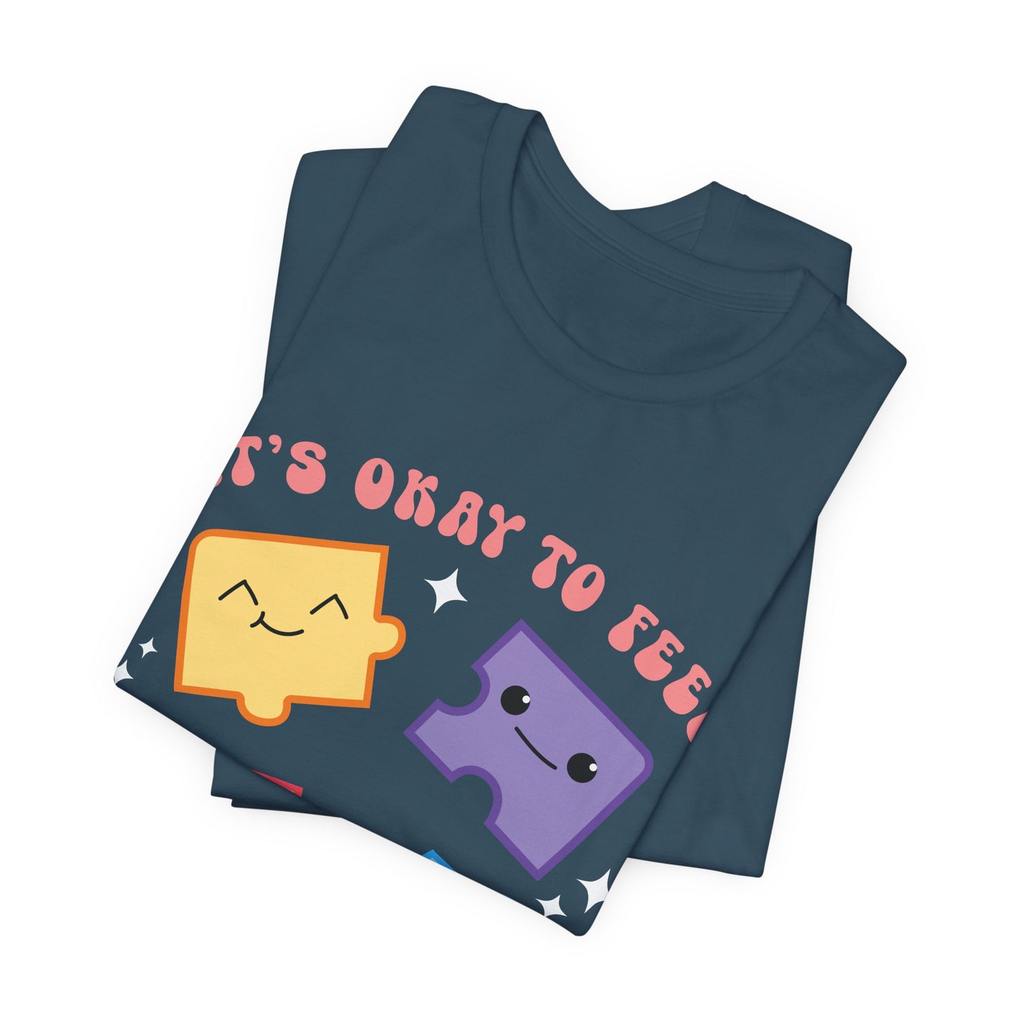 “It’s Okay to Feel” Puzzle Pieces Tee — Mental Health Awareness Comfort Shirt