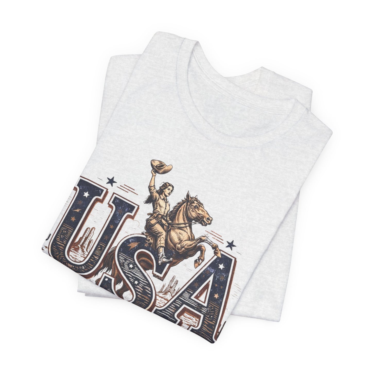 USA Western Rodeo T-Shirt – 'USA EST 1776' Patriotic Cowboy Tee
