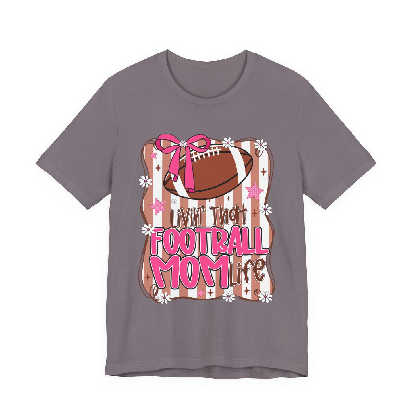 Football Mom Life T-Shirt — Pink Bow Football Mom Tee