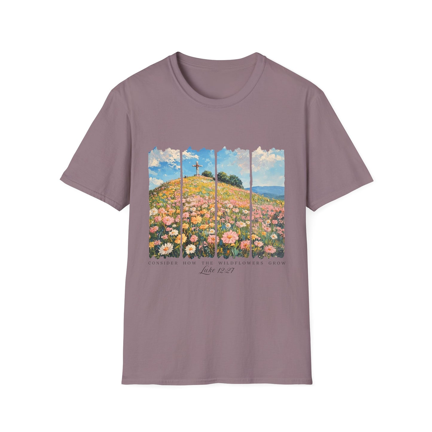 Wildflower Hills Scenic Tee — 'Live in It' Landscape Graphic T-Shirt