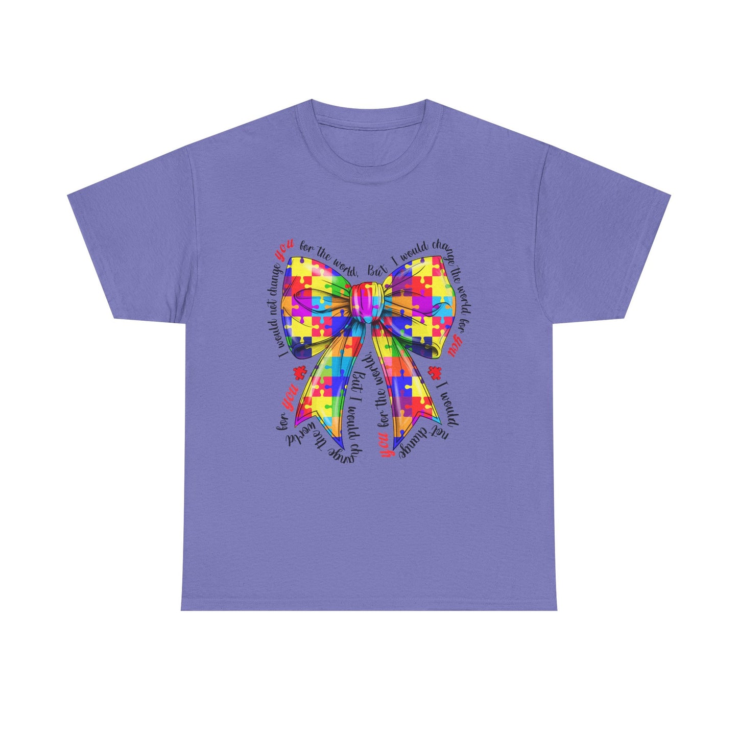 Autism Puzzle Ribbon Tee — Colorful Awareness Bow Shirt