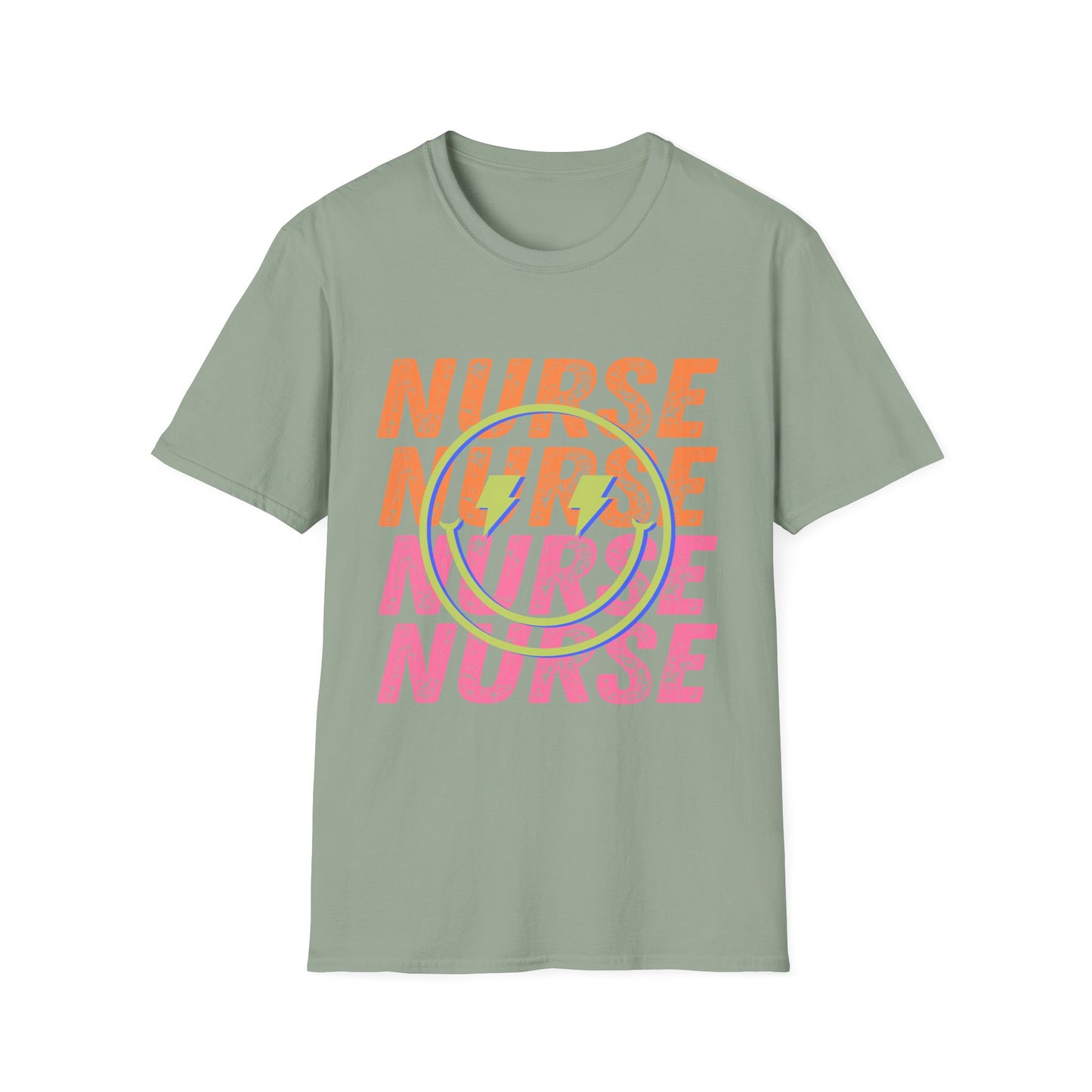 Nurse Repeat Circle Graphic T-Shirt — Colorful Floral Nurse Tee
