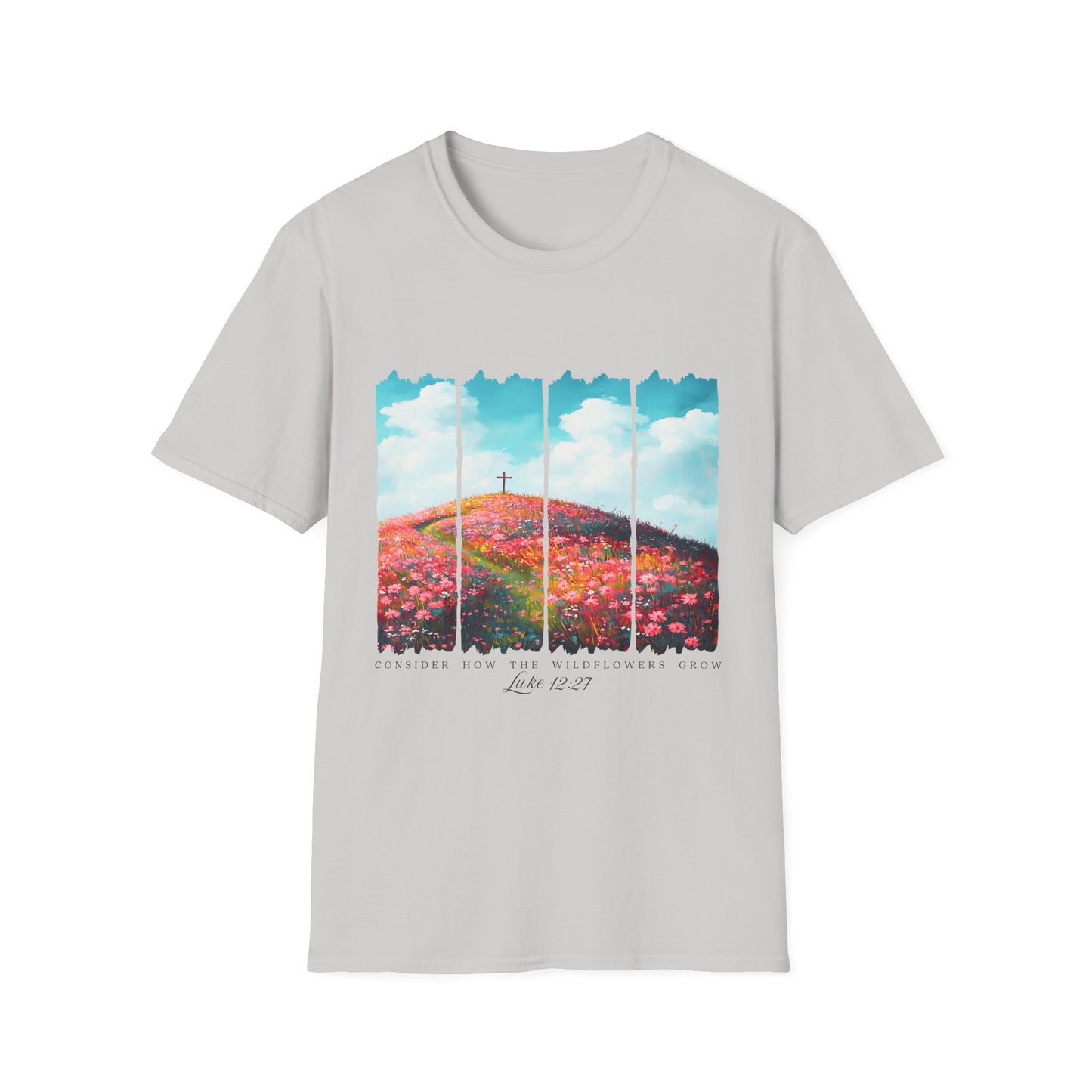 Christian Cross Meadow T-Shirt — Hope on the Hill Floral Graphic Tee