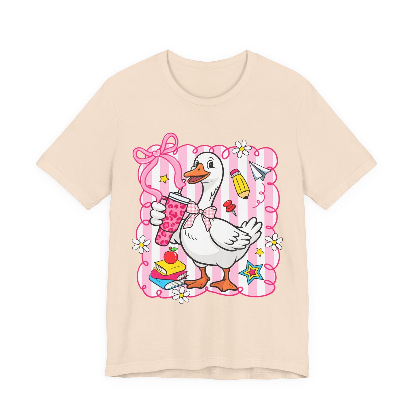 Cute Goose Graphic Tee — School Supplies Back-to-School T-Shirt