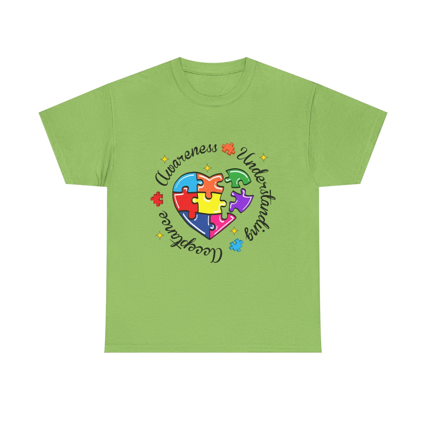 Autism Awareness Puzzle Heart T-Shirt – 'Awareness, Understanding, Acceptance'