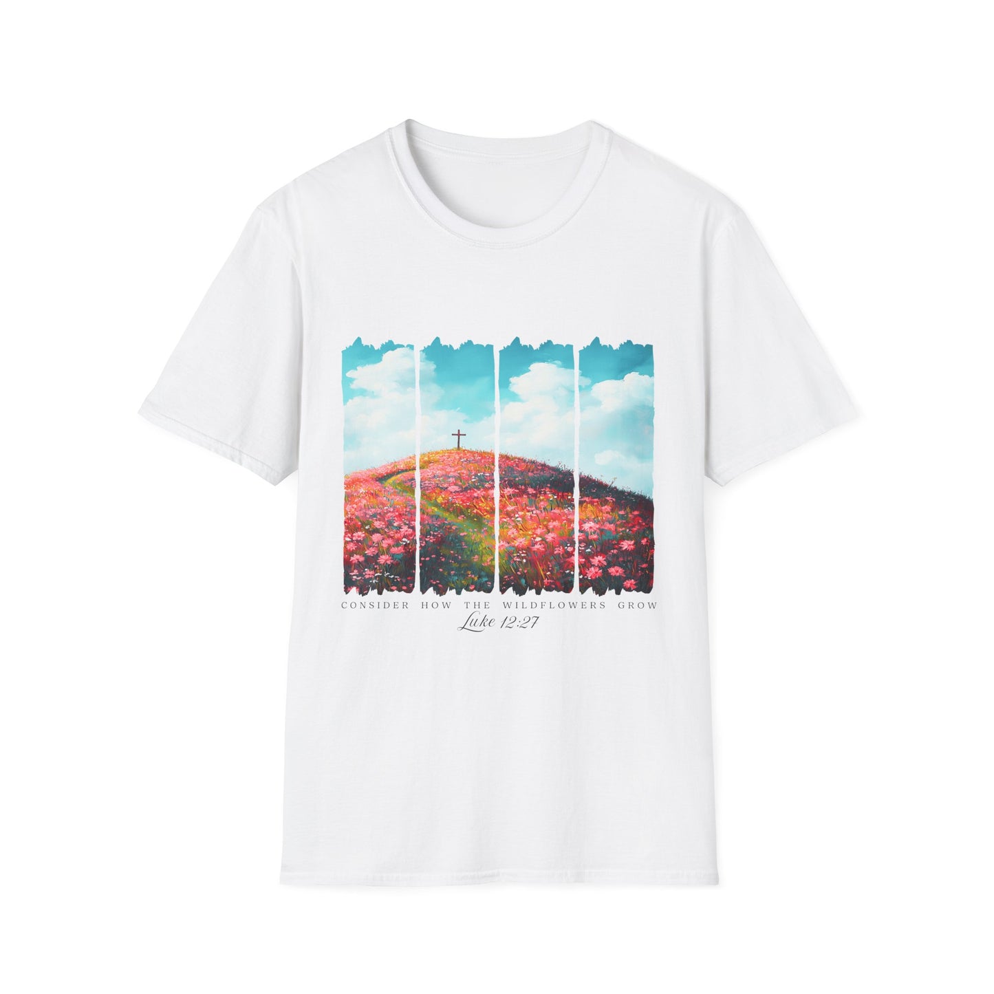 Christian Cross Meadow T-Shirt — Hope on the Hill Floral Graphic Tee