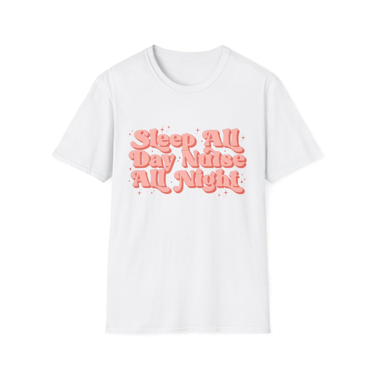 Sleep All Day Nurse All Night T-Shirt — Cute Retro Nurse Tee for Healthcare Workers