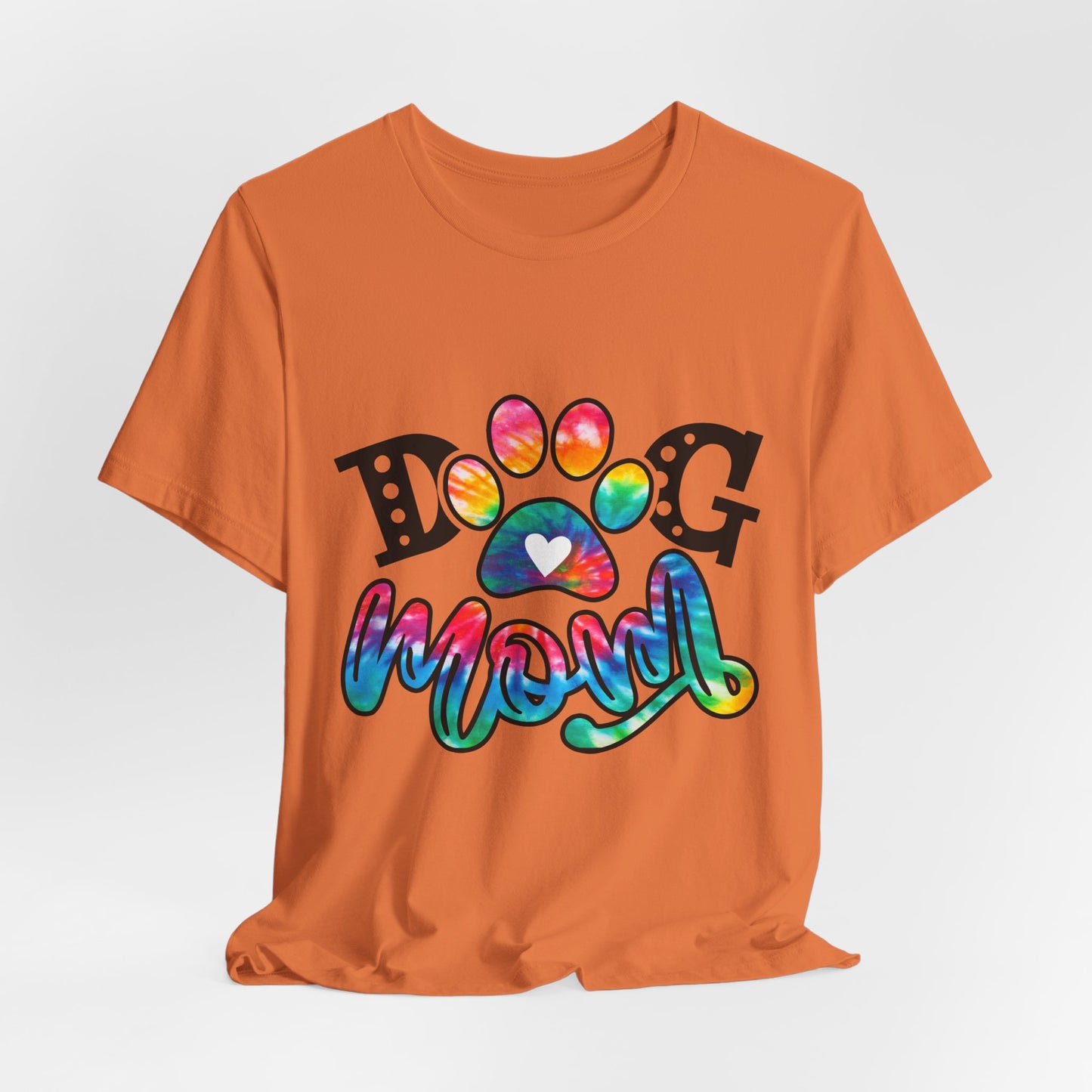 Dog Mom T-Shirt - Colorful Rainbow Paw Design