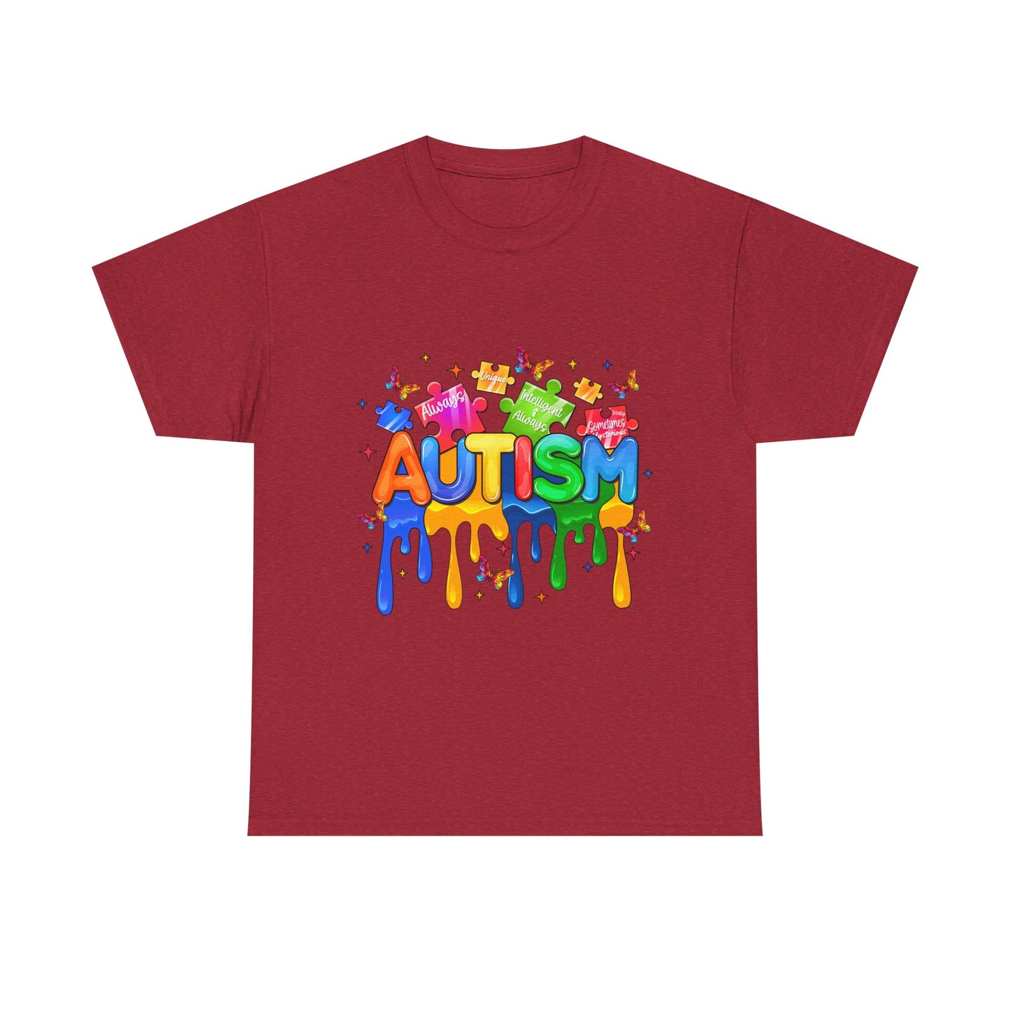 Autism Awareness Puzzle Heart T-Shirt — Colorful Drip Design