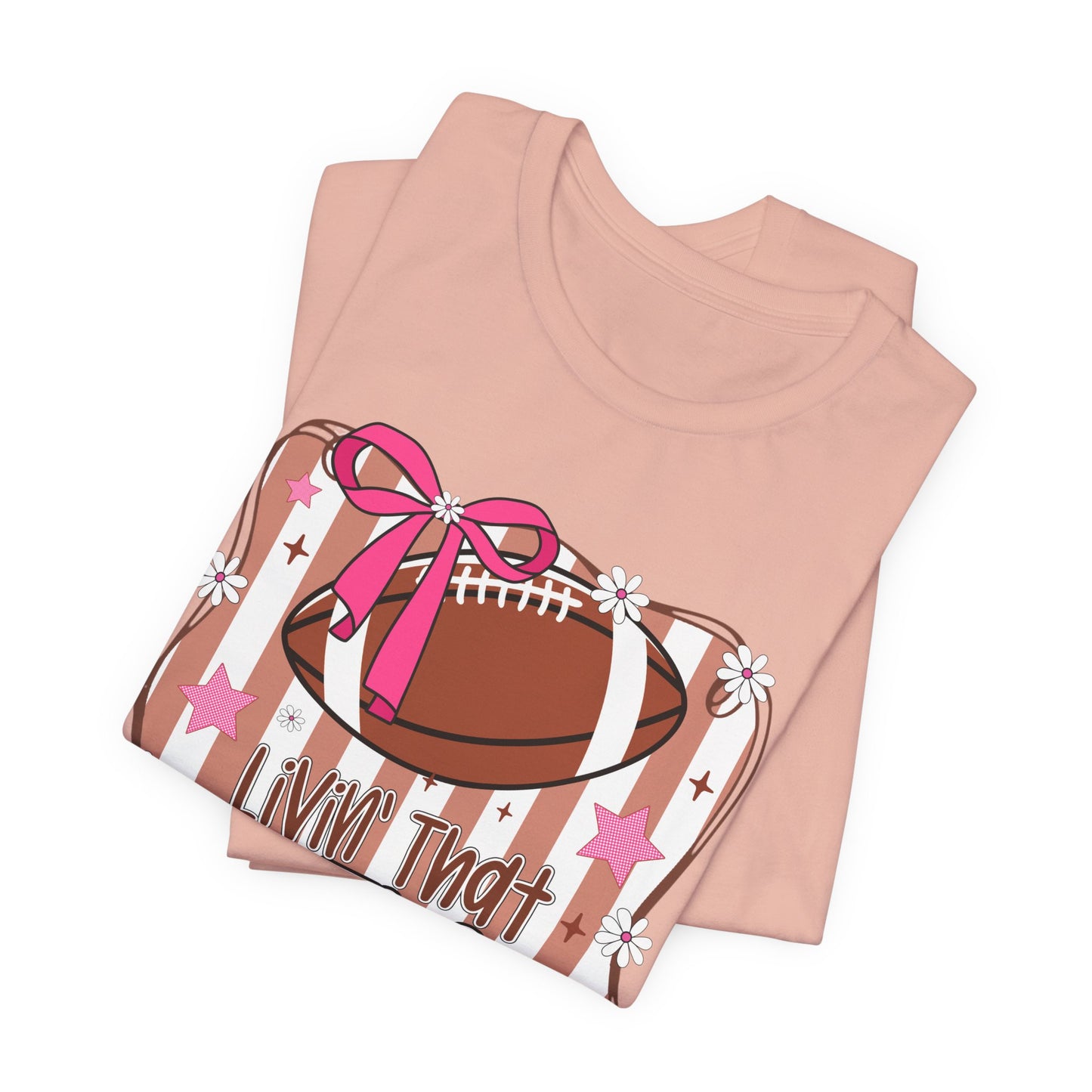Football Mom Life T-Shirt — Pink Bow Football Mom Tee