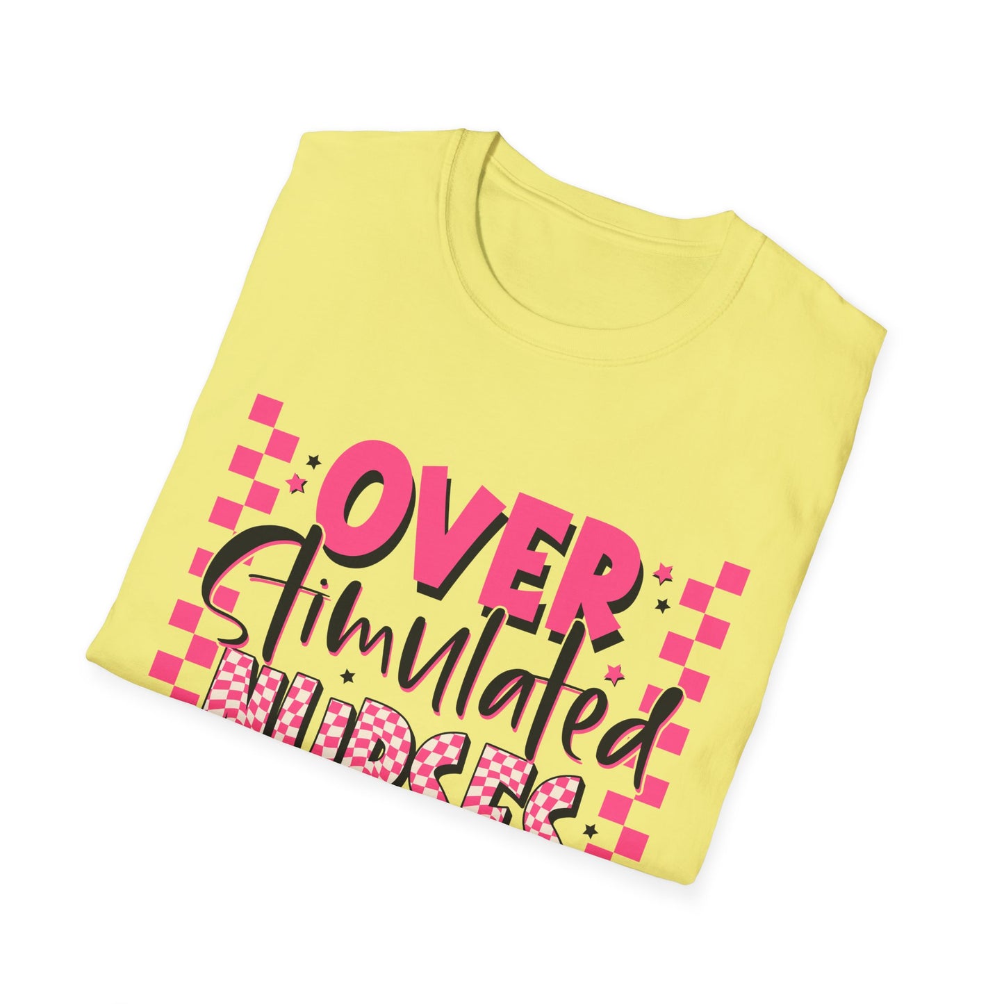 Overstimulated Nurses Club T-Shirt — Funny Pink Nurse Graphic Tee for Healthcare Workers