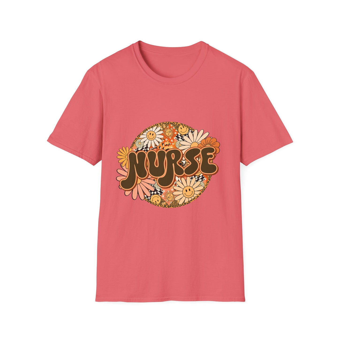 Retro Floral 'Nurse' T-Shirt — 70s Vintage Daisy Design for Nurses