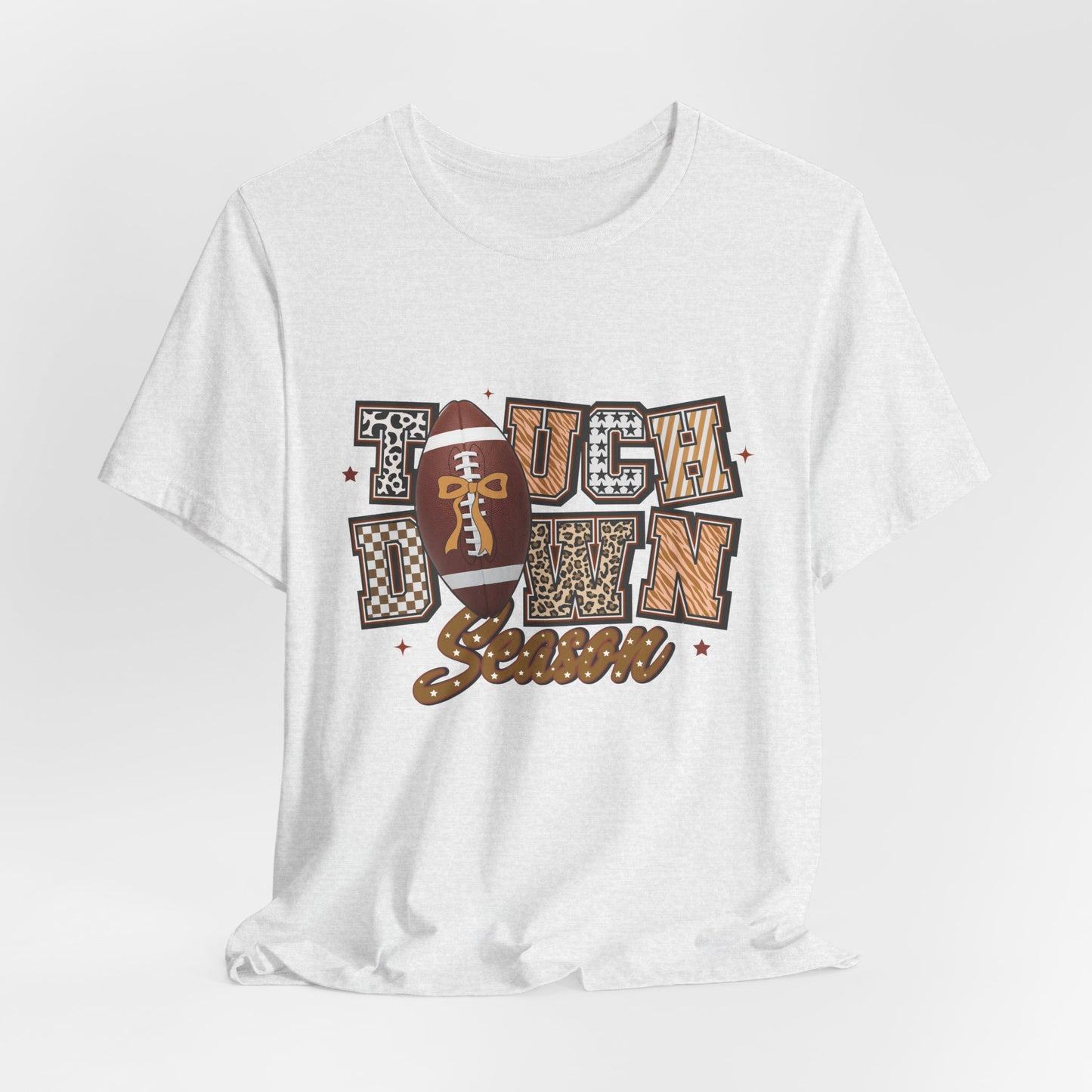 Touchdown Season Football T-Shirt — Retro Brown Leopard Print Design
