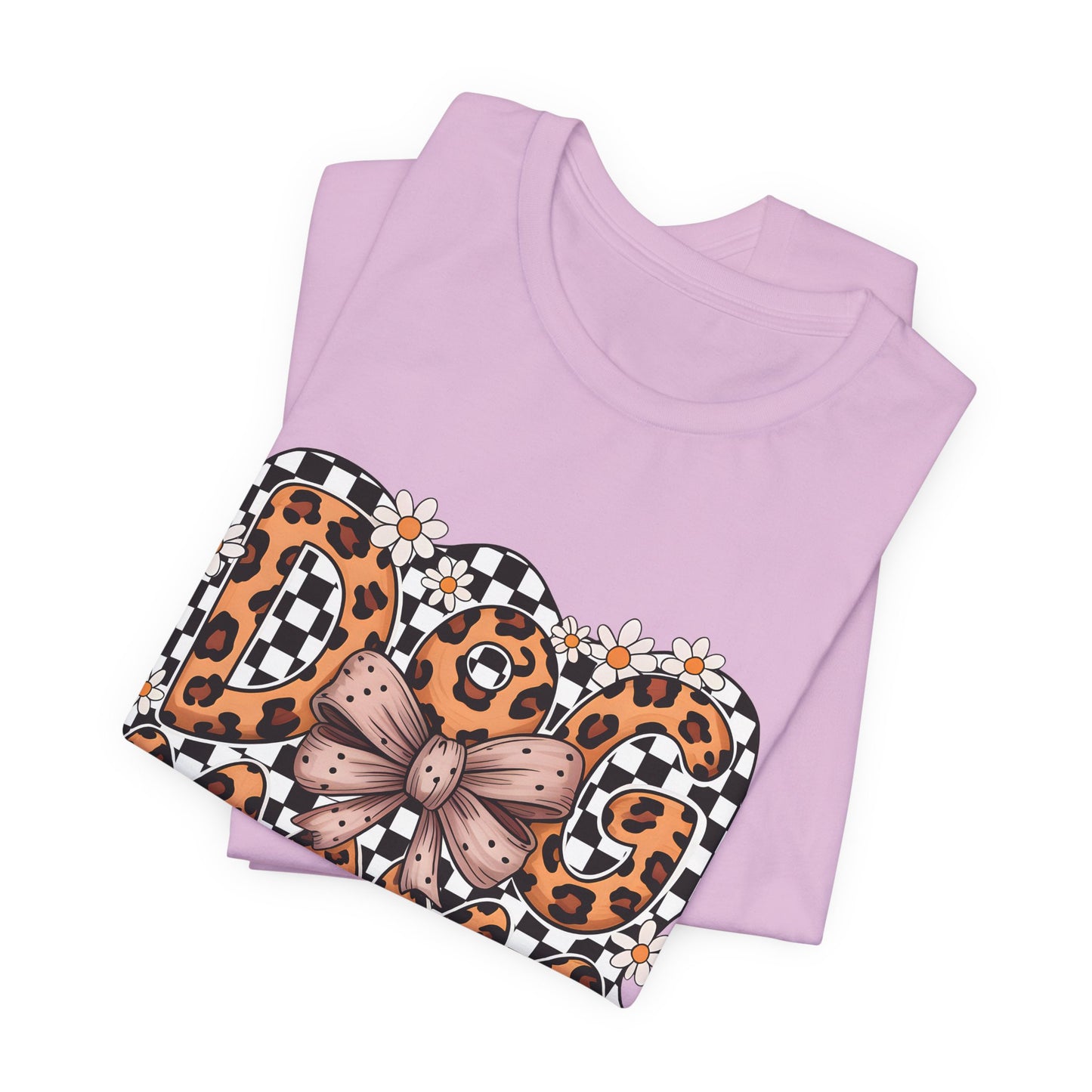 Dog Mama Leopard Print Tee — Floral Bow Pet Lover T‑Shirt