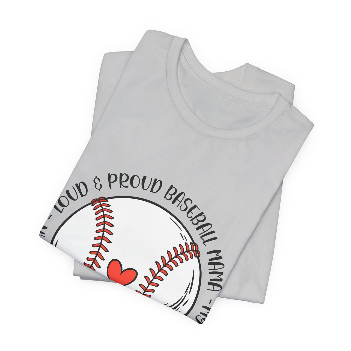 Baseball Mom Tee – Proud Baseball Mama Graphic Shirt (Heart & Stitch Design)