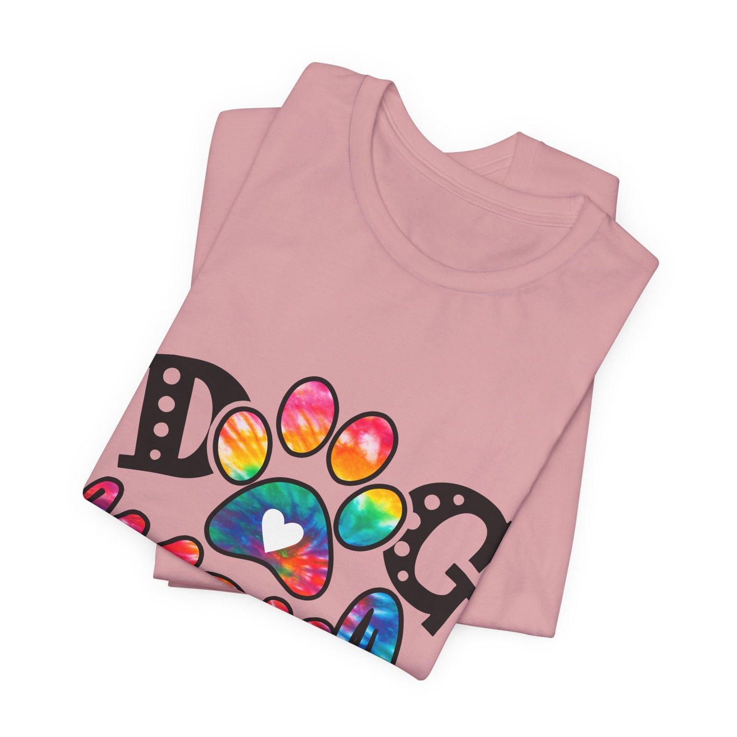 Dog Mom T-Shirt - Colorful Rainbow Paw Design
