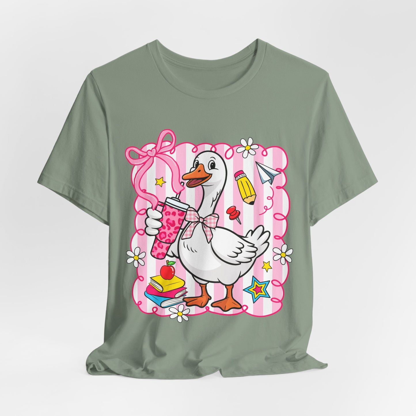 Cute Goose Graphic Tee — School Supplies Back-to-School T-Shirt