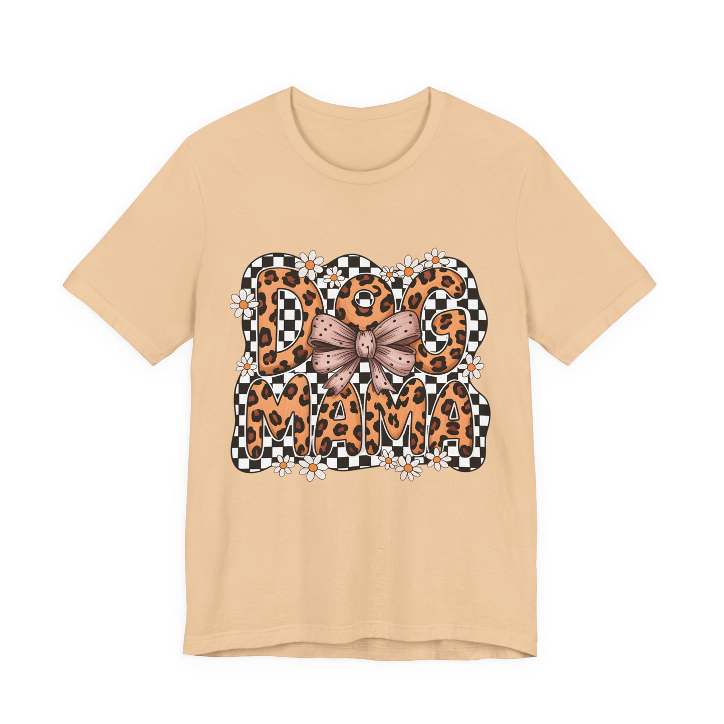 Dog Mama Leopard Print Tee — Floral Bow Pet Lover T‑Shirt