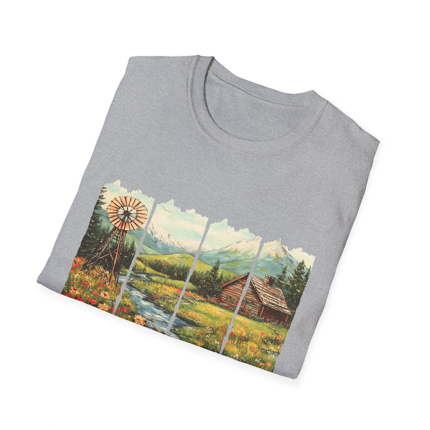 Scenic Windowpane Cabin T-Shirt — 'I Am But A Child Made of Stars' Nature Graphic Tee