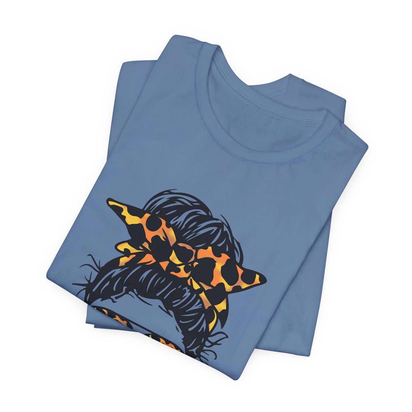 Dog Mom T-Shirt – "Kinda Busy Being a Dog Mom" Leopard Print Messy Bun Tee