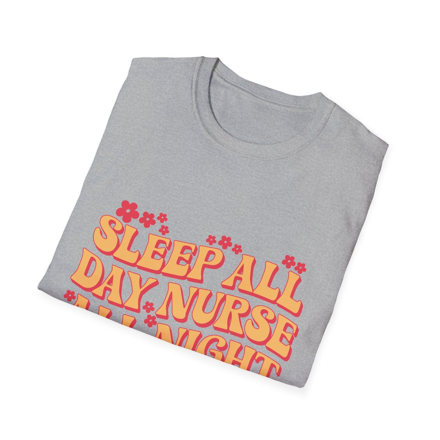 Nurse Life T-Shirt - "Sleep All Day, Nurse All Night" Retro Floral Tee
