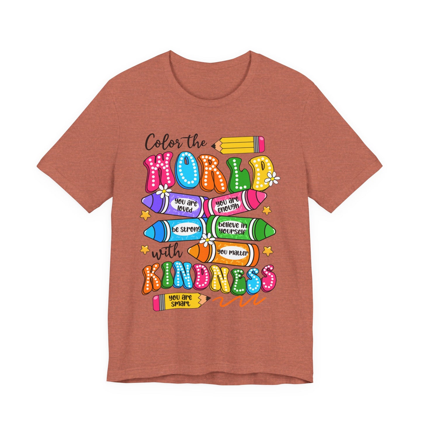 Color the World with Kindness T-Shirt — Kids & Teachers Positive Message Tee