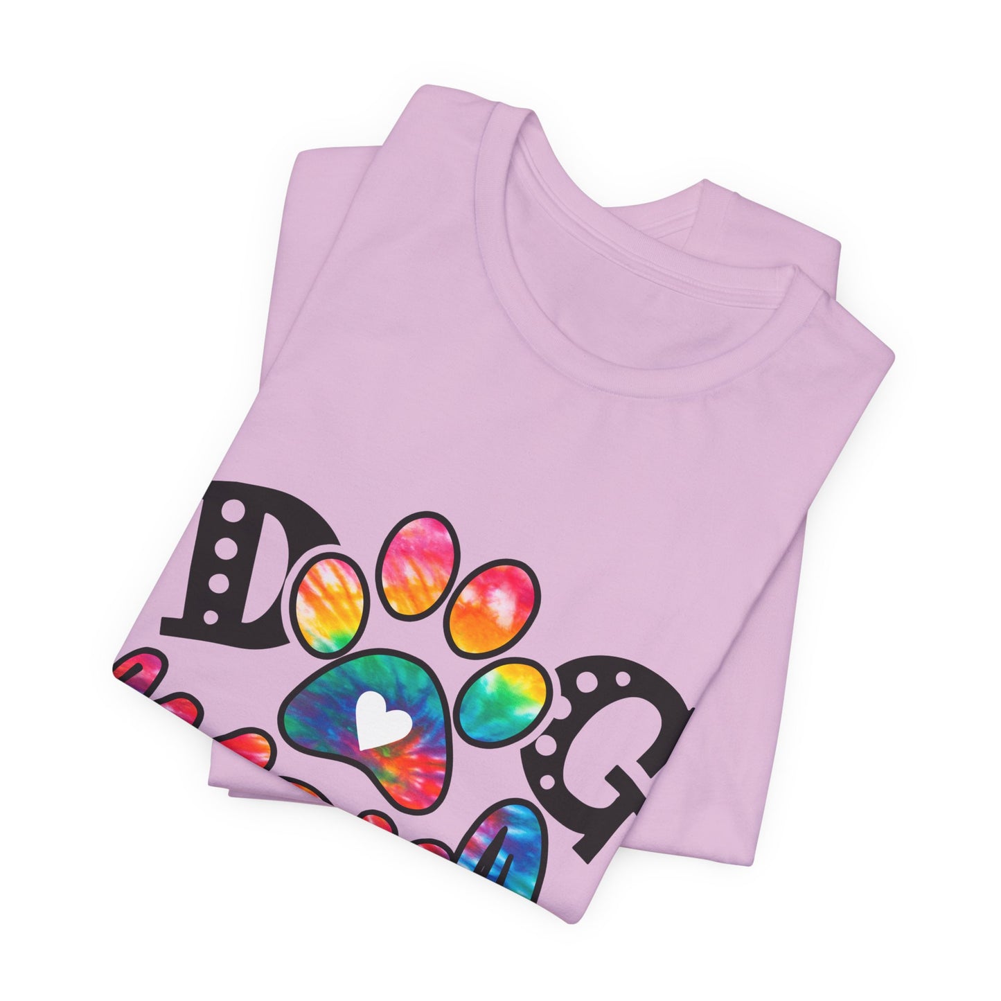Dog Mom T-Shirt - Colorful Rainbow Paw Design