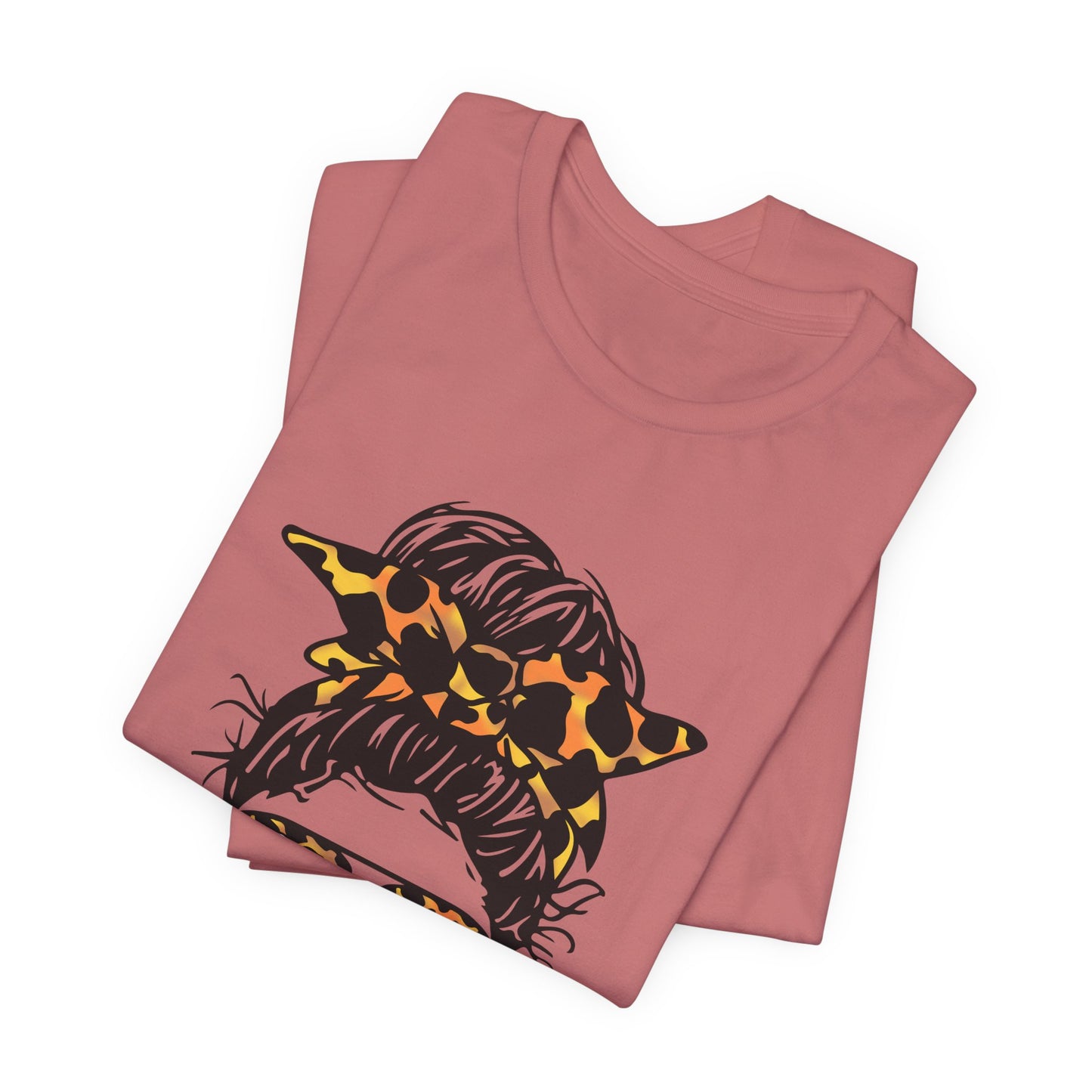 Dog Mom T-Shirt – "Kinda Busy Being a Dog Mom" Leopard Print Messy Bun Tee
