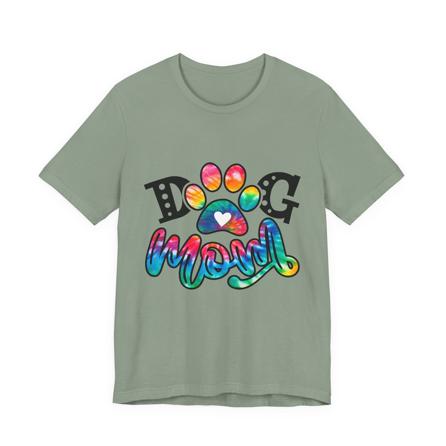 Dog Mom T-Shirt - Colorful Rainbow Paw Design