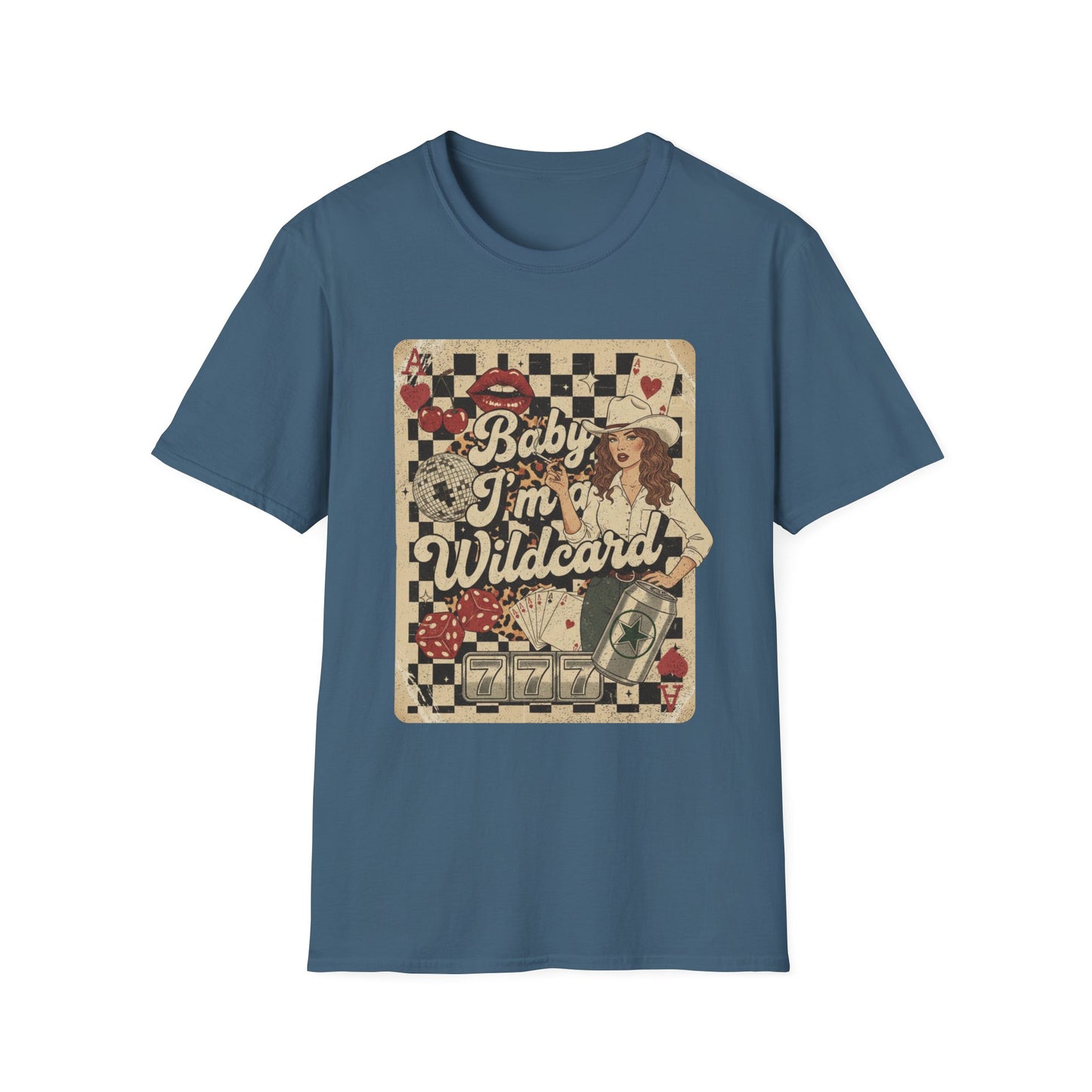 Wildcard Casino Graphic T-Shirt — "Baby I’m a Wildcard" Retro Pinup Tee