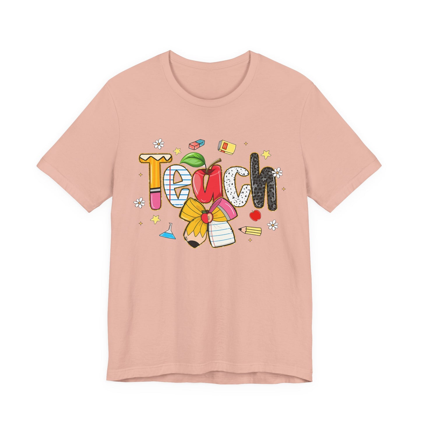 Teacher Floral Pencil Tee - "Teach" Cute School T-Shirt for Educators