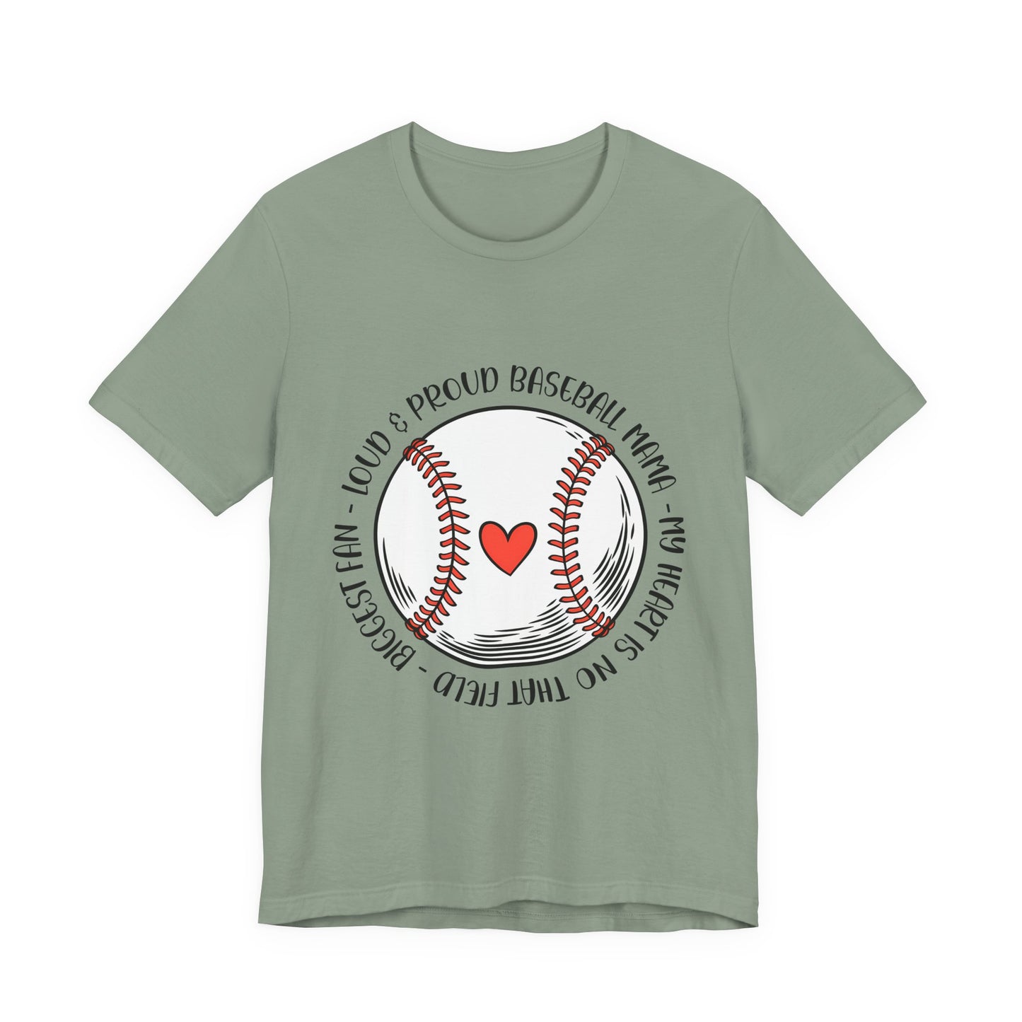 Baseball Mom Tee – Proud Baseball Mama Graphic Shirt (Heart & Stitch Design)